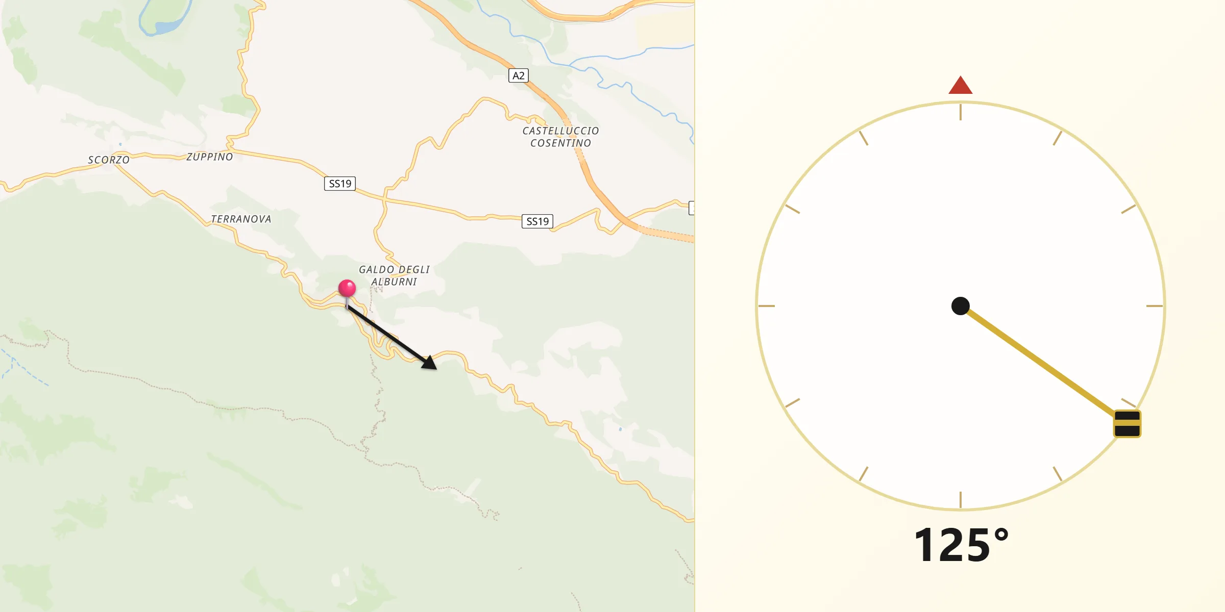 Direzione della Qibla da Sicignano degli Alburni