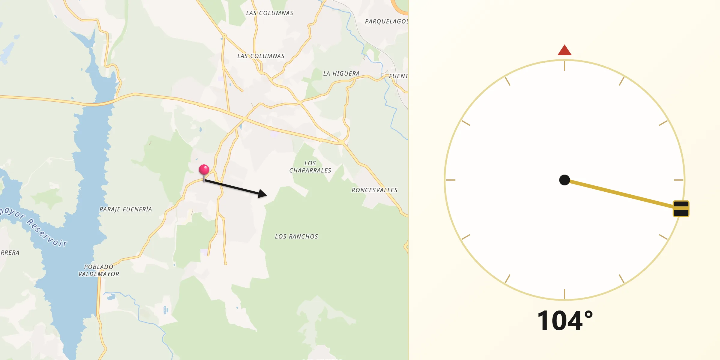 Dirección de la Qibla desde Colmenarejo