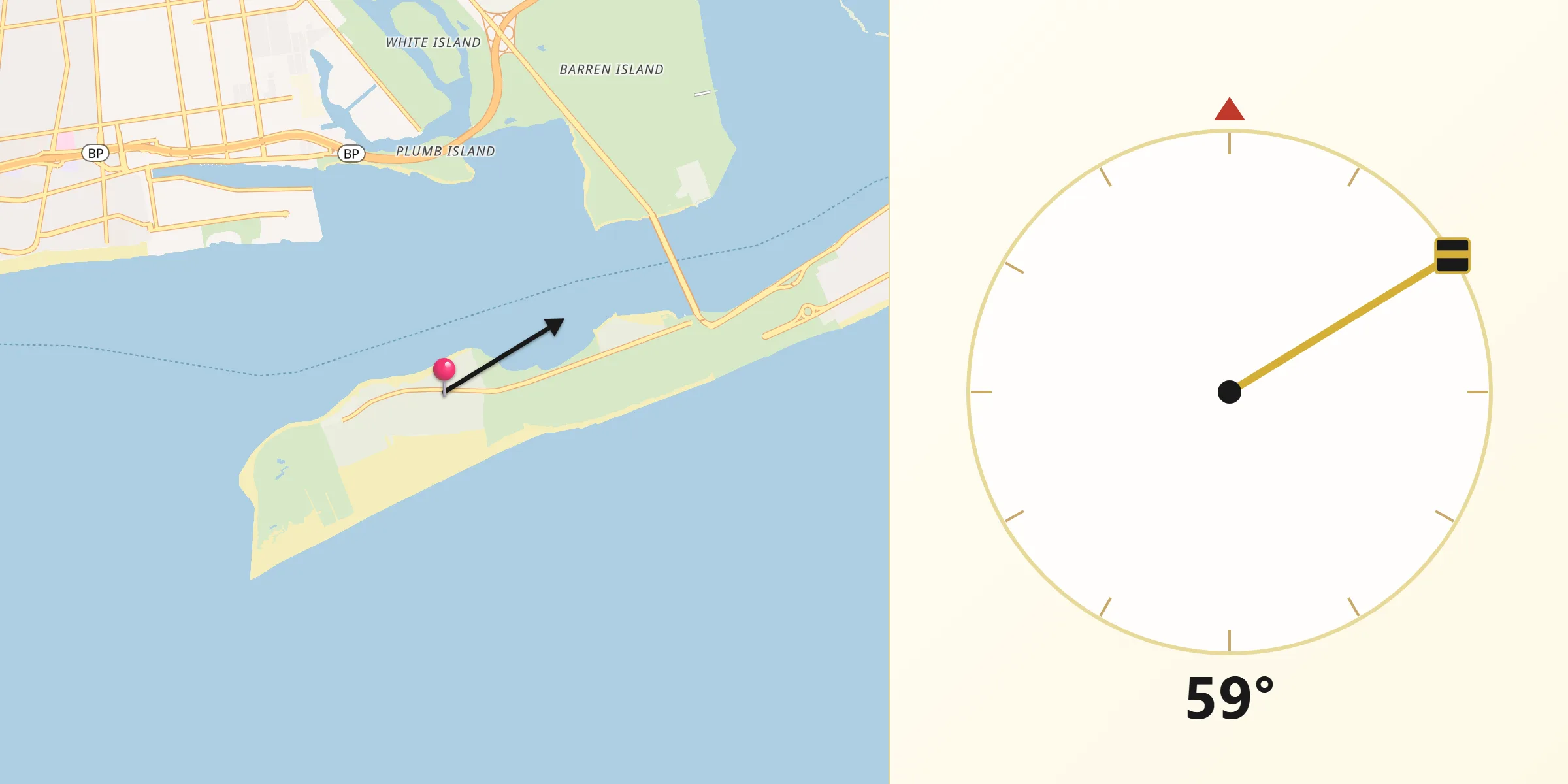 Qibla Direction from Rockaway Point