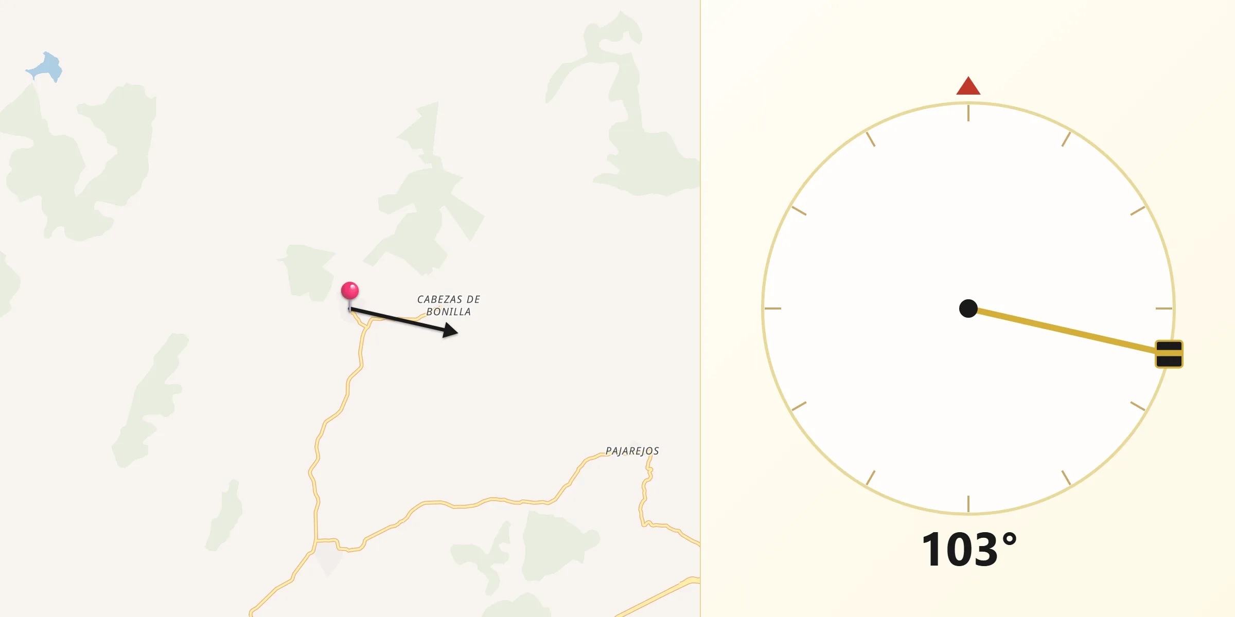 Dirección de la Qibla desde Tórtoles