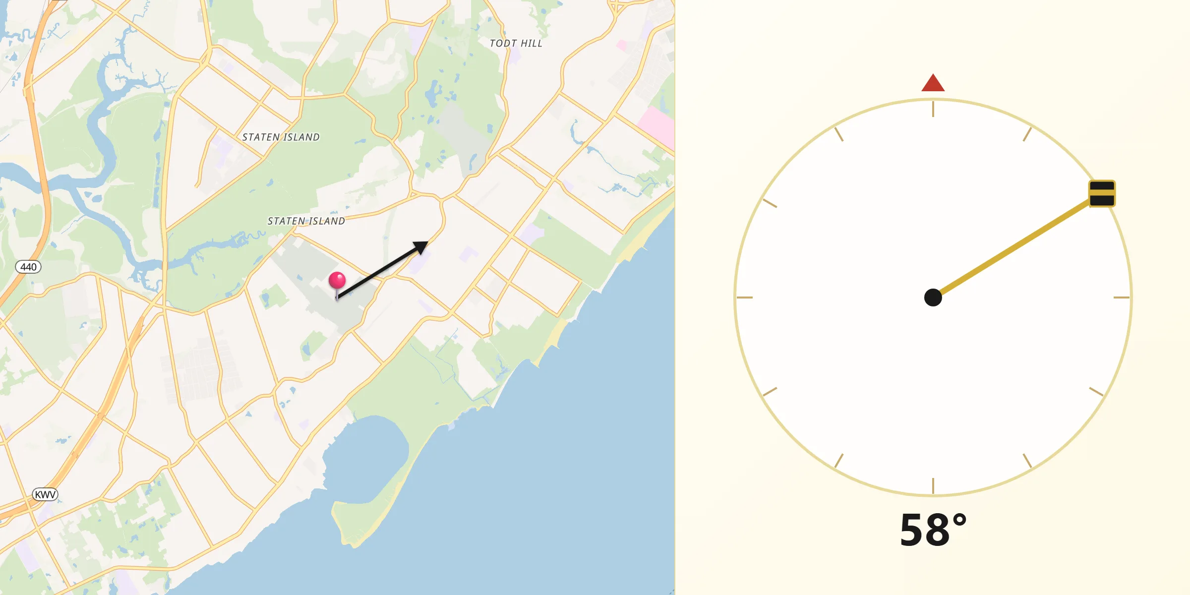 Kierunek Qibla z Staten Island