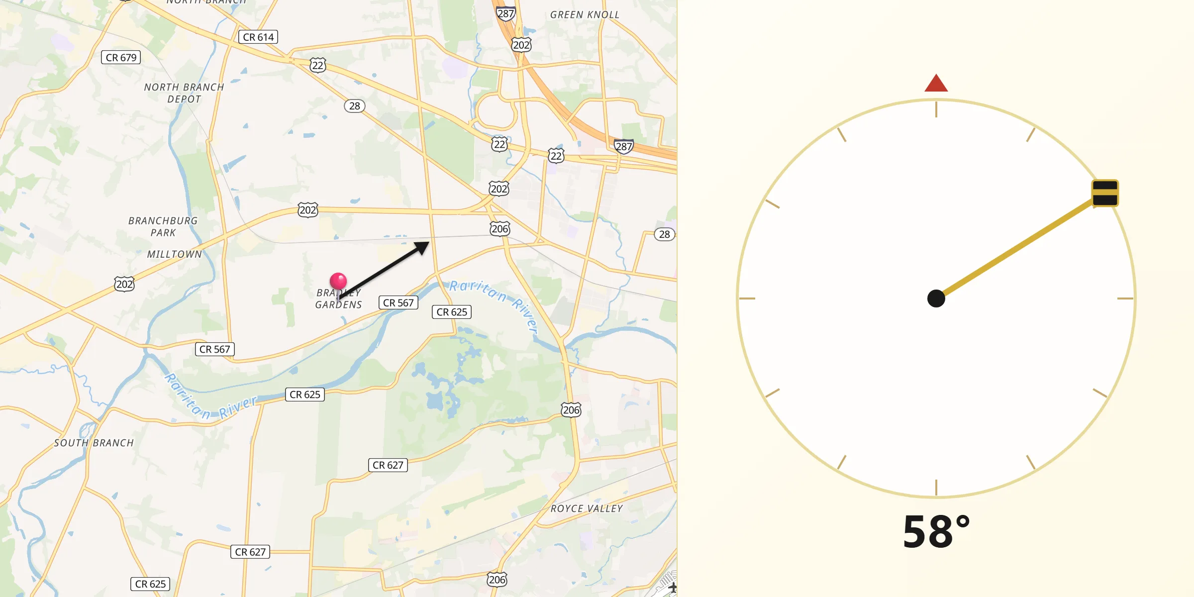 Qibla Direction from Bradley Gardens