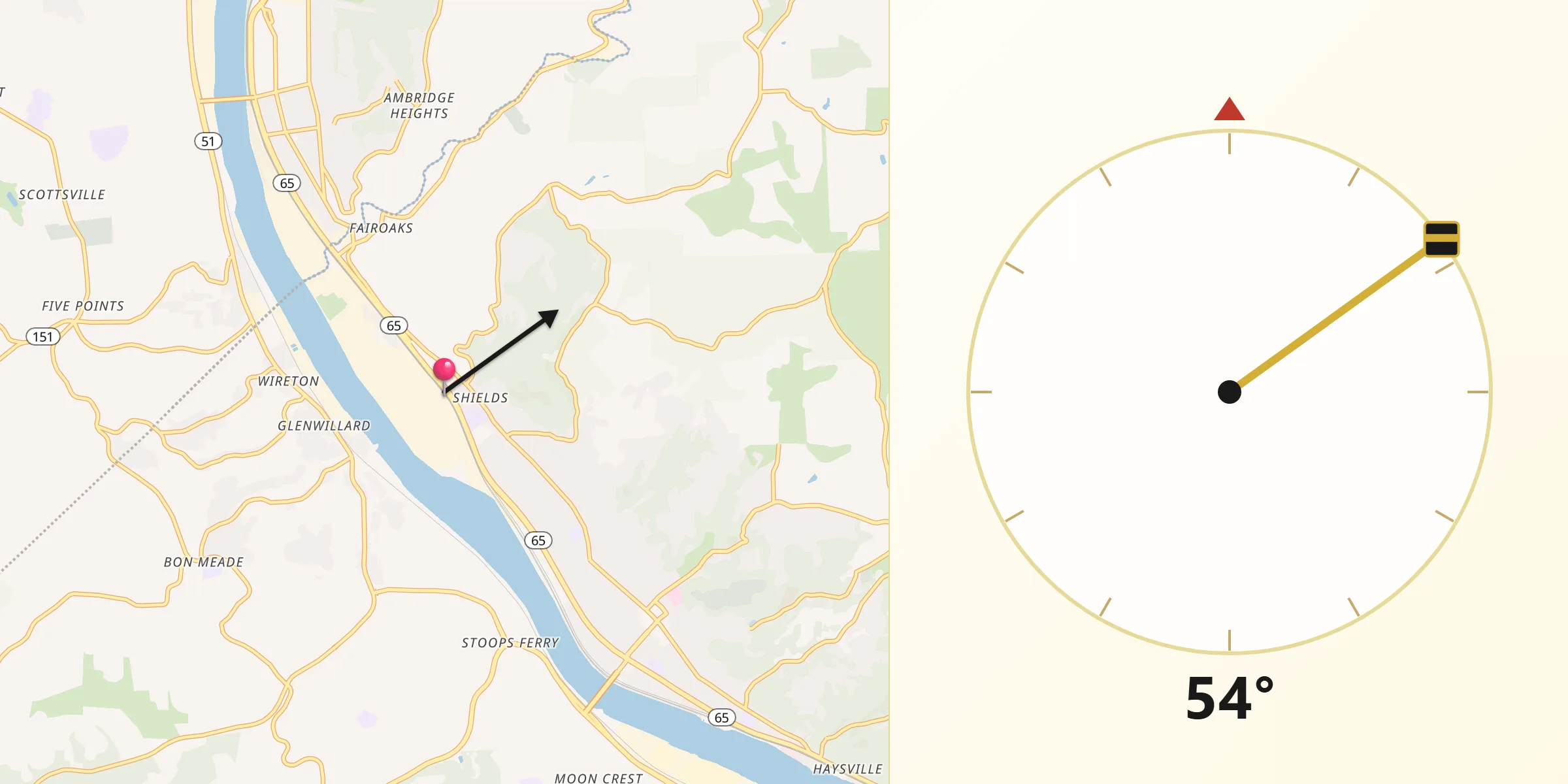 Qibla Direction from Leetsdale