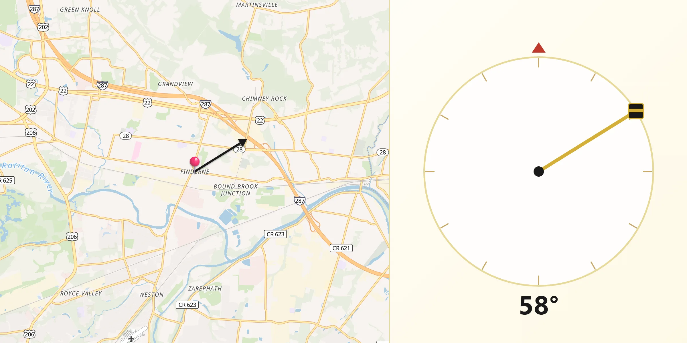 Qibla Direction from Finderne