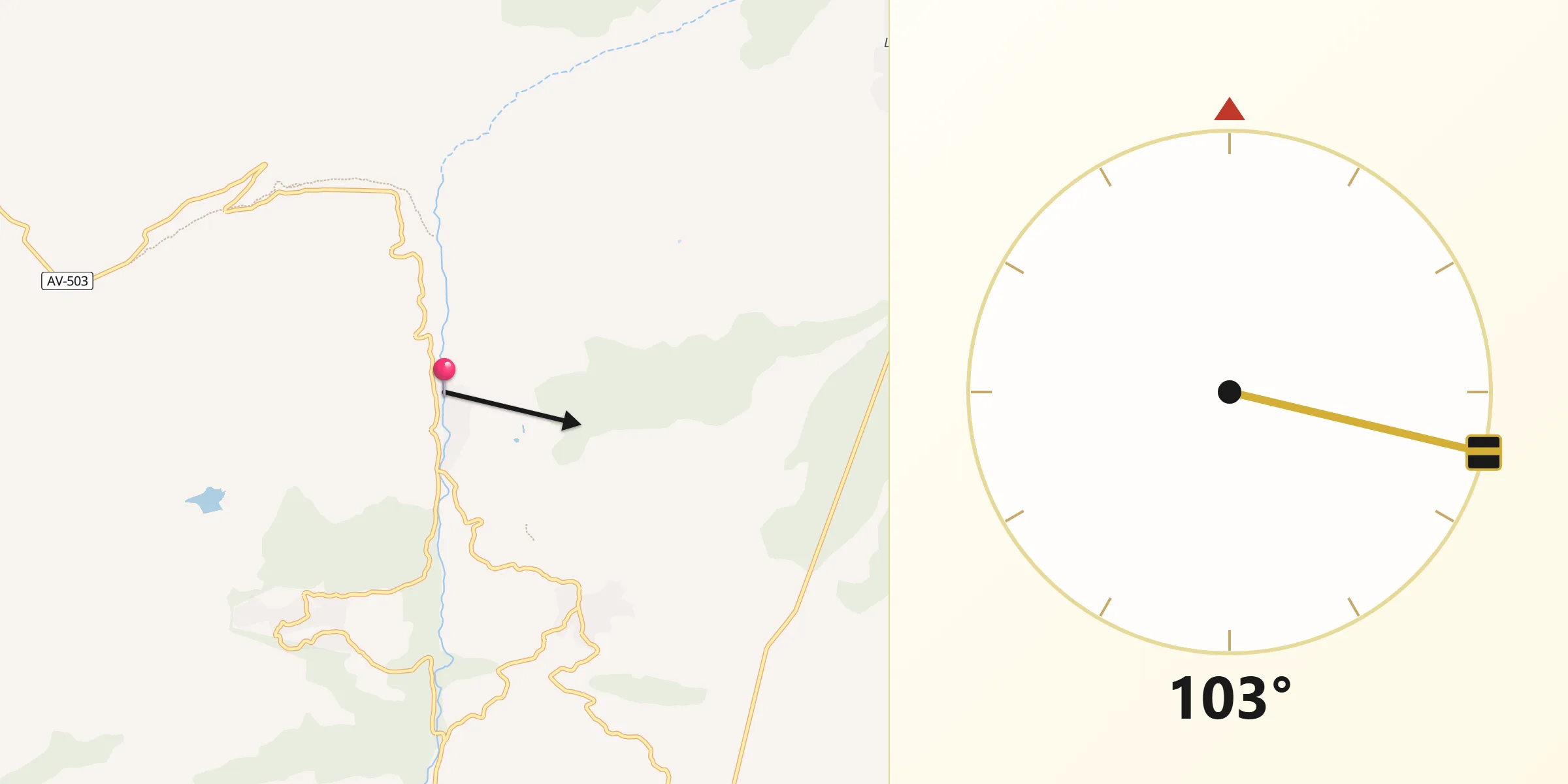 Dirección de la Qibla desde Herradón de Pinares