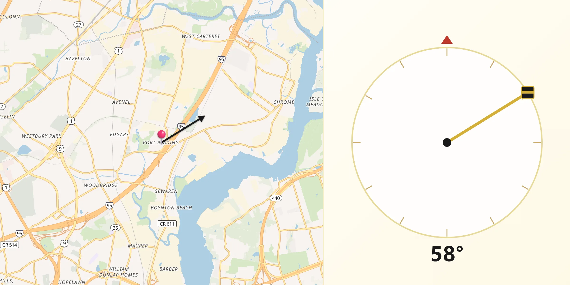 Qibla Direction from Port Reading