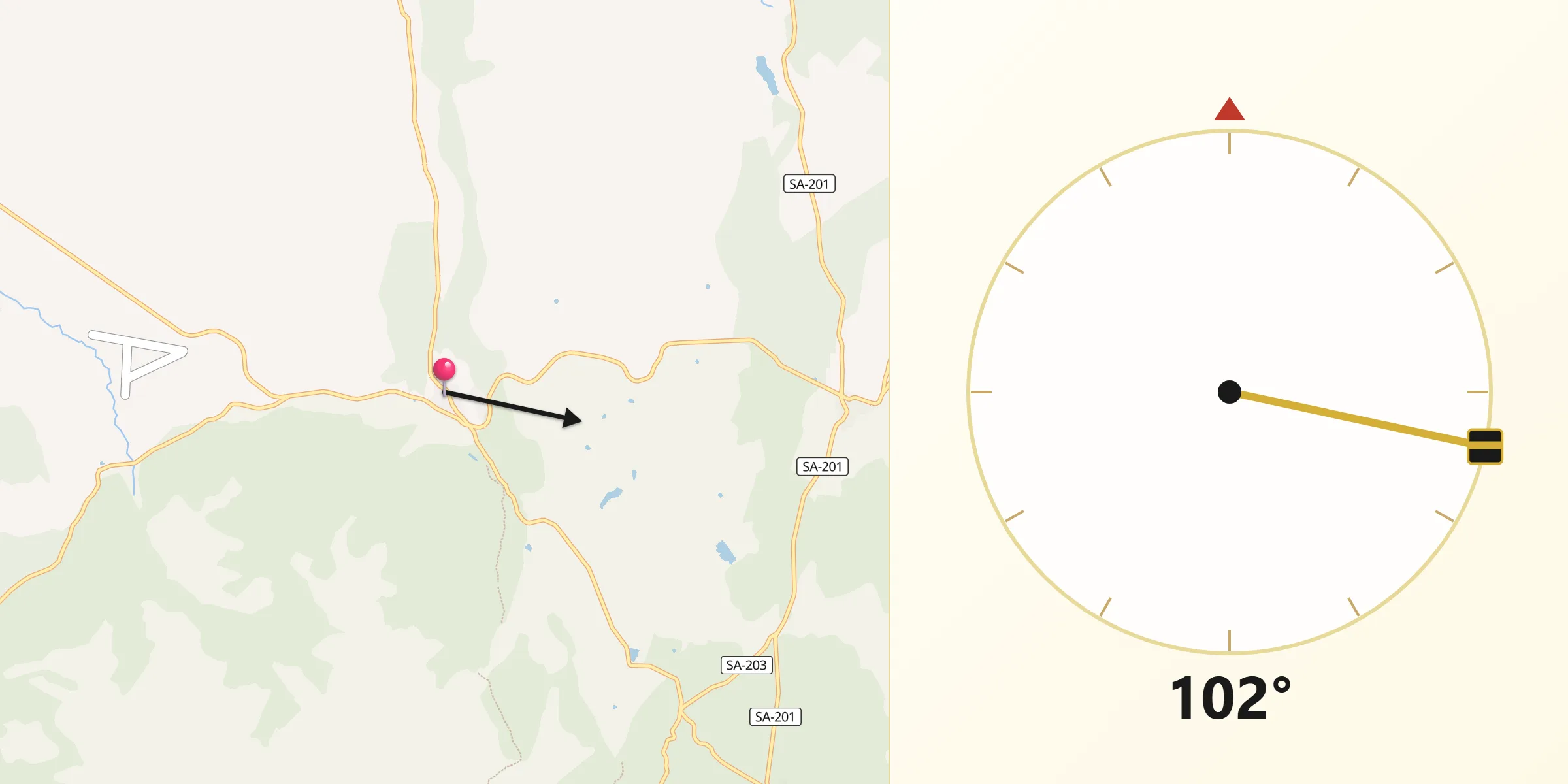 Dirección de la Qibla desde El Maíllo