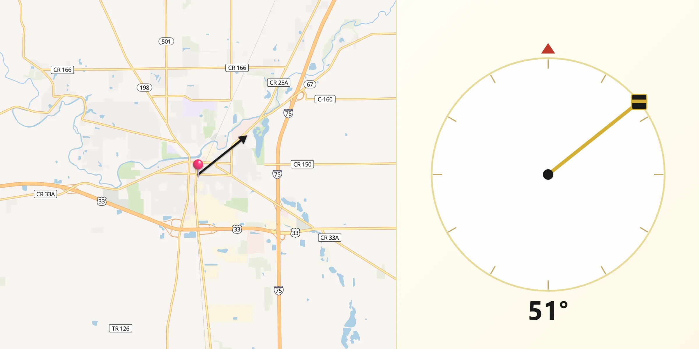 Qibla Direction from Wapakoneta