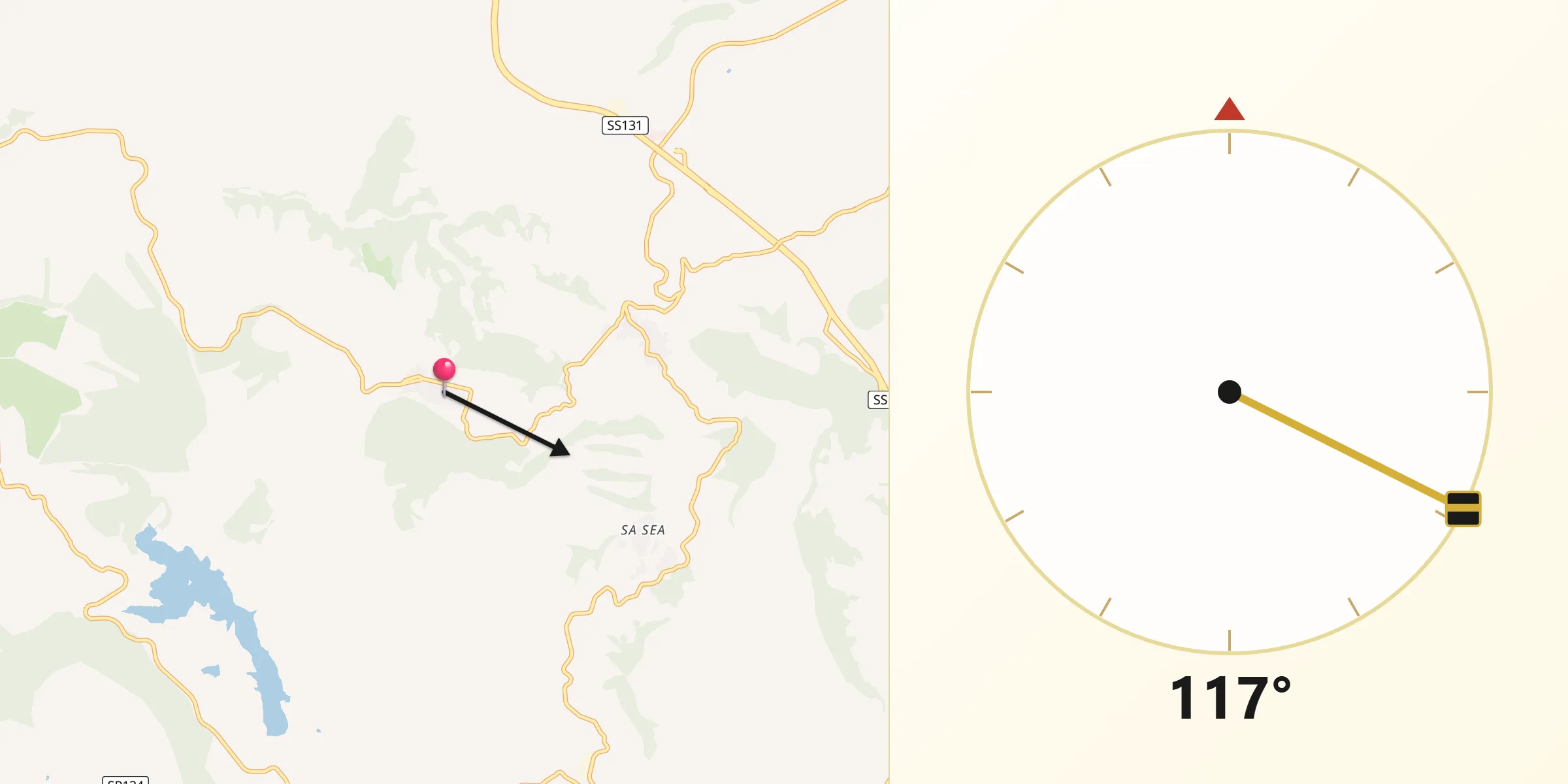 Direzione della Qibla da Banari