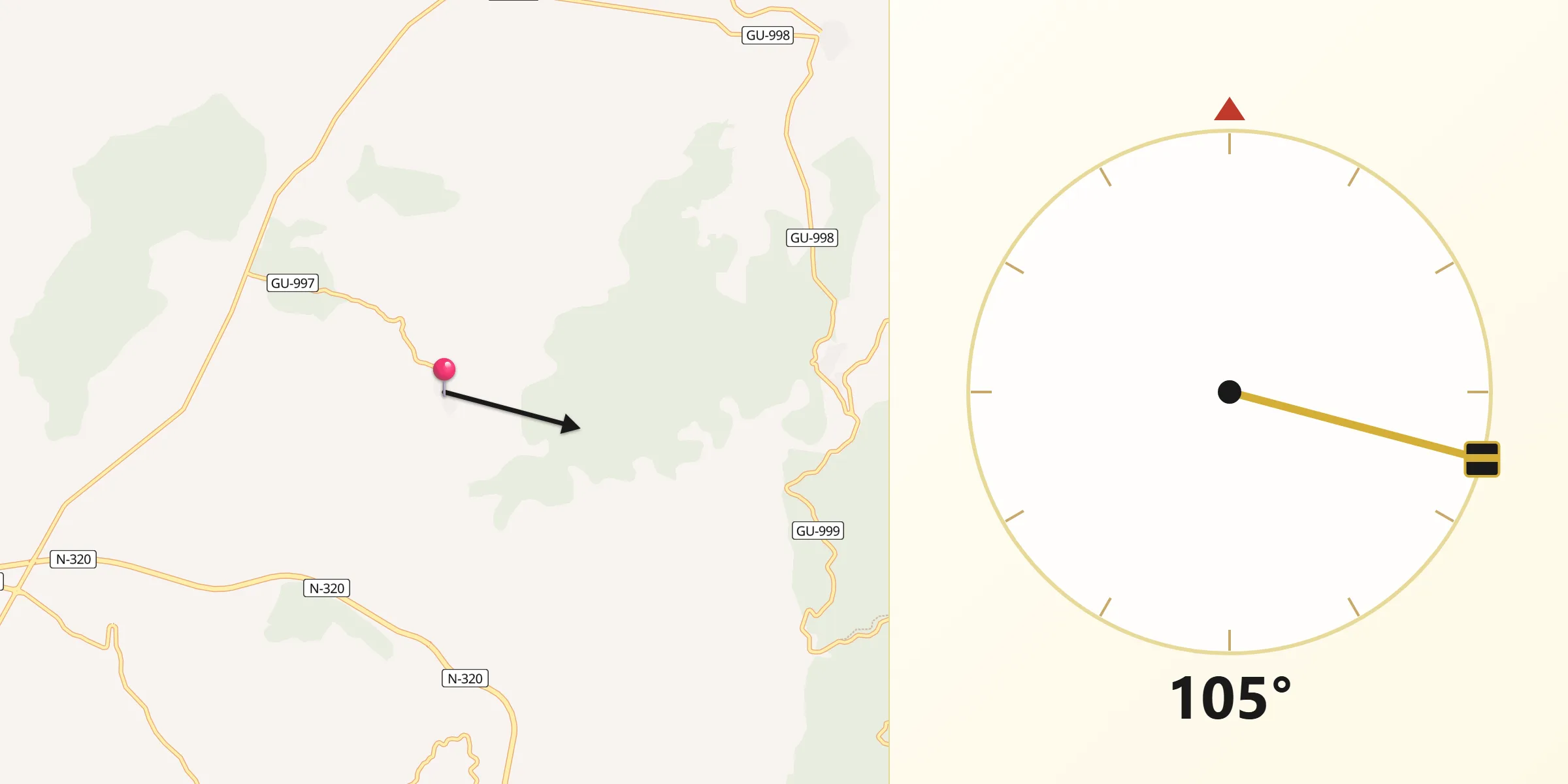 Dirección de la Qibla desde Berninches