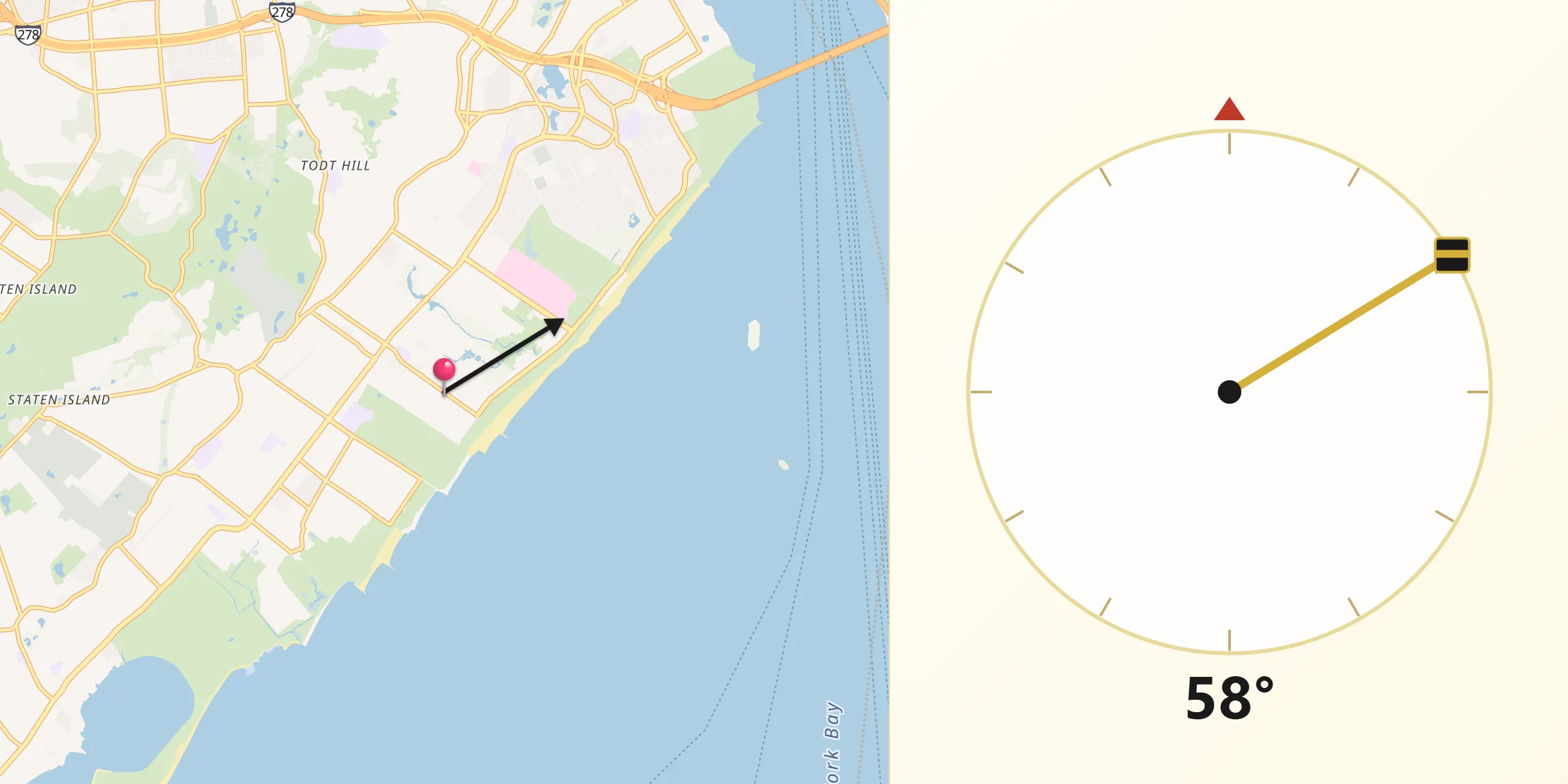 Qibla Direction from Midland Beach