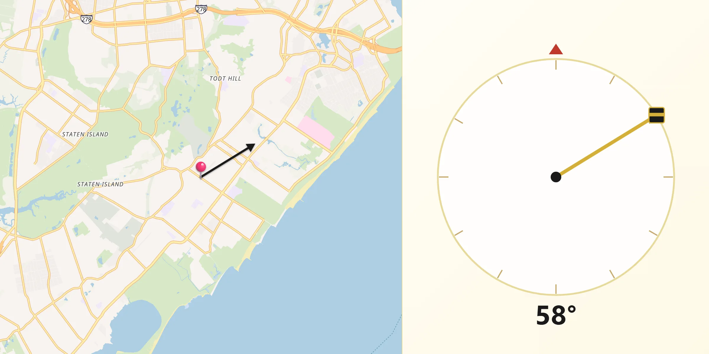 Qibla Direction from New Dorp