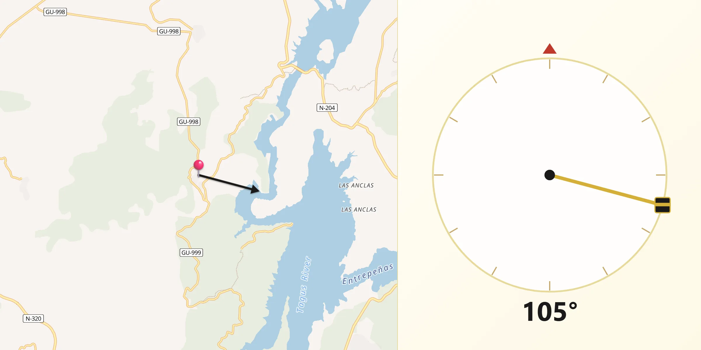 Dirección de la Qibla desde Alocén