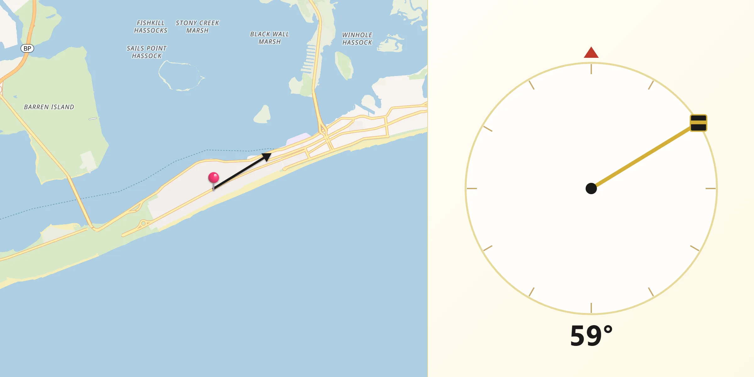 Qibla Direction from Belle Harbor