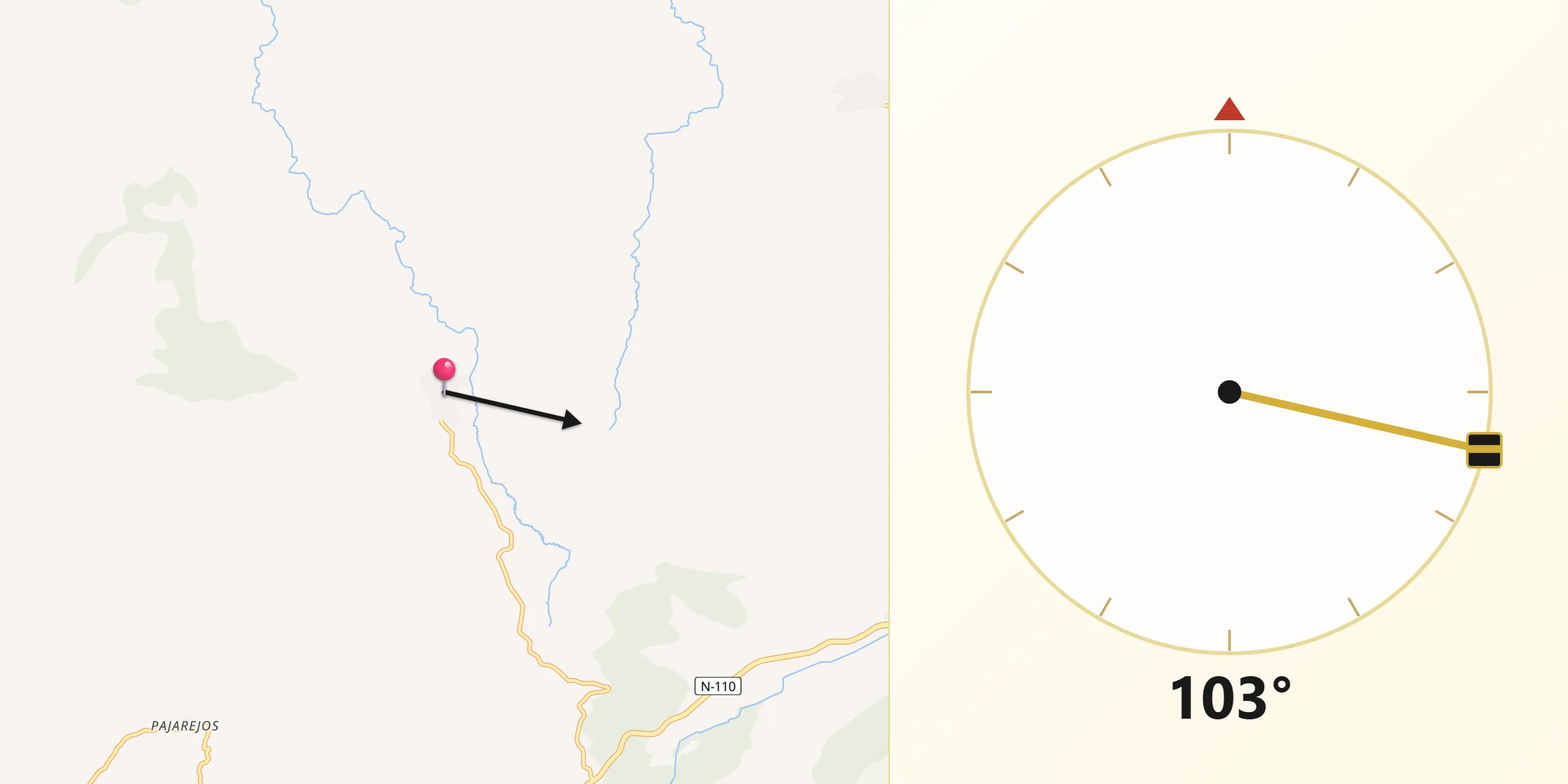 Dirección de la Qibla desde Villanueva del Campillo