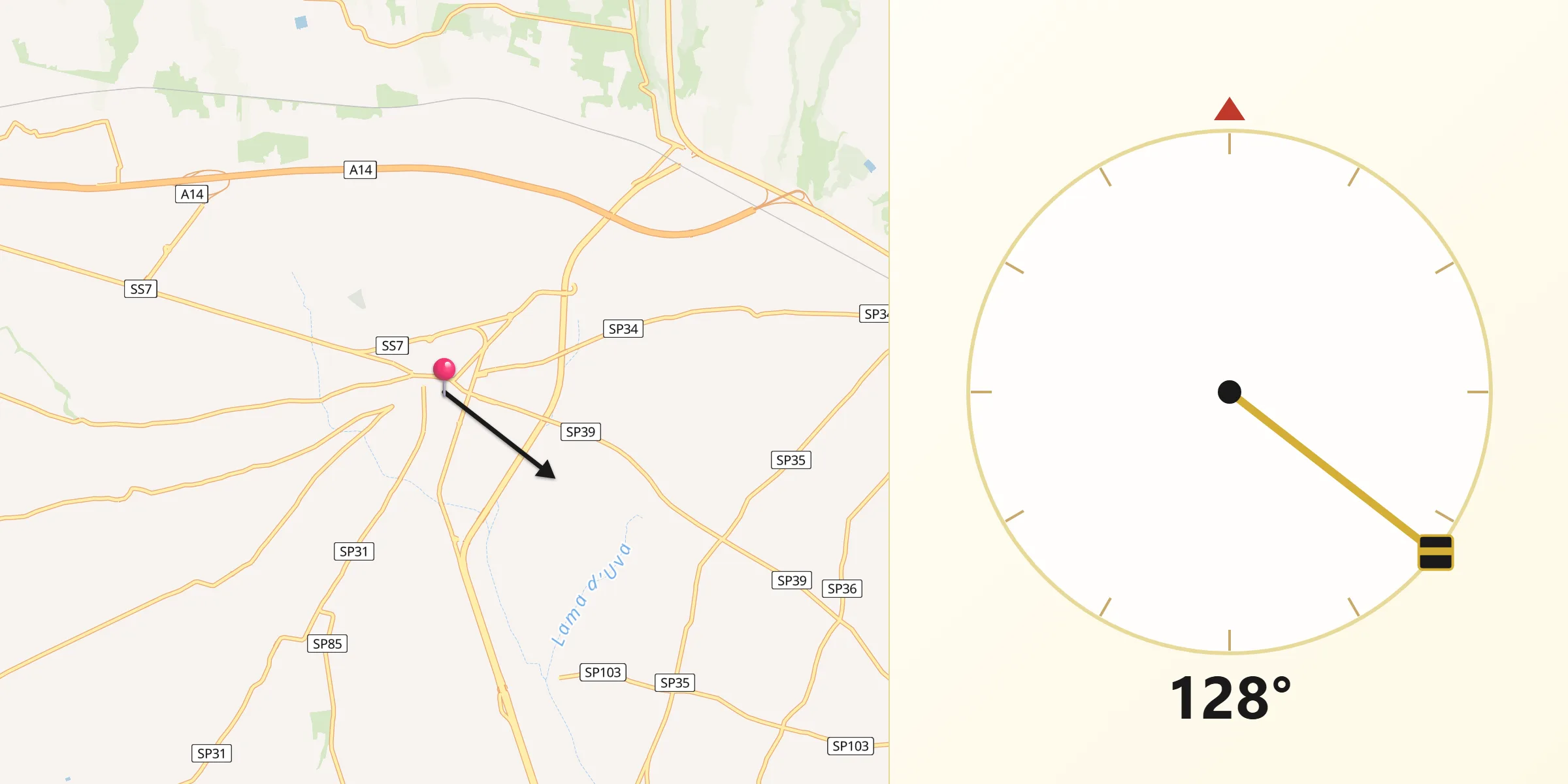 Direzione della Qibla da Palagiano