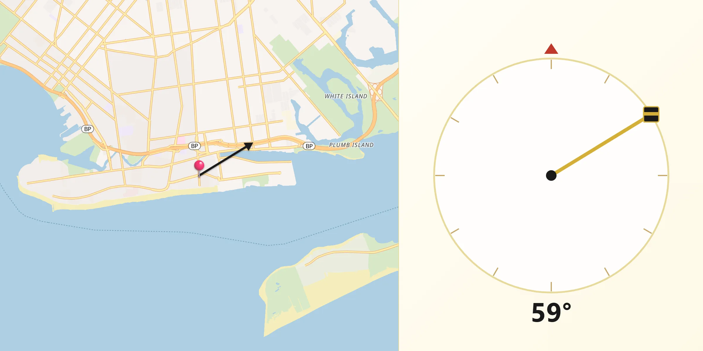 Qibla Direction from Brighton Beach