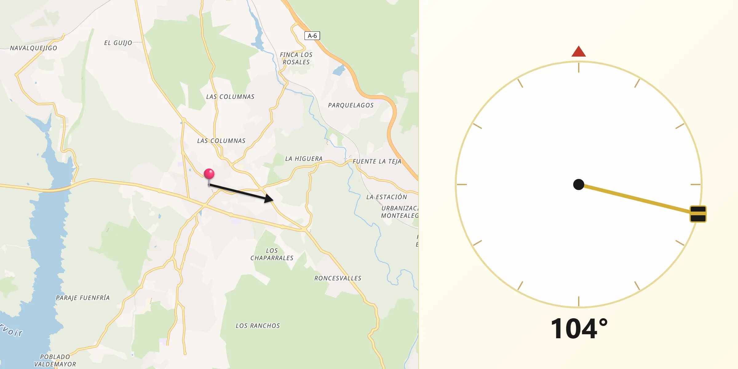 Dirección de la Qibla desde Galapagar