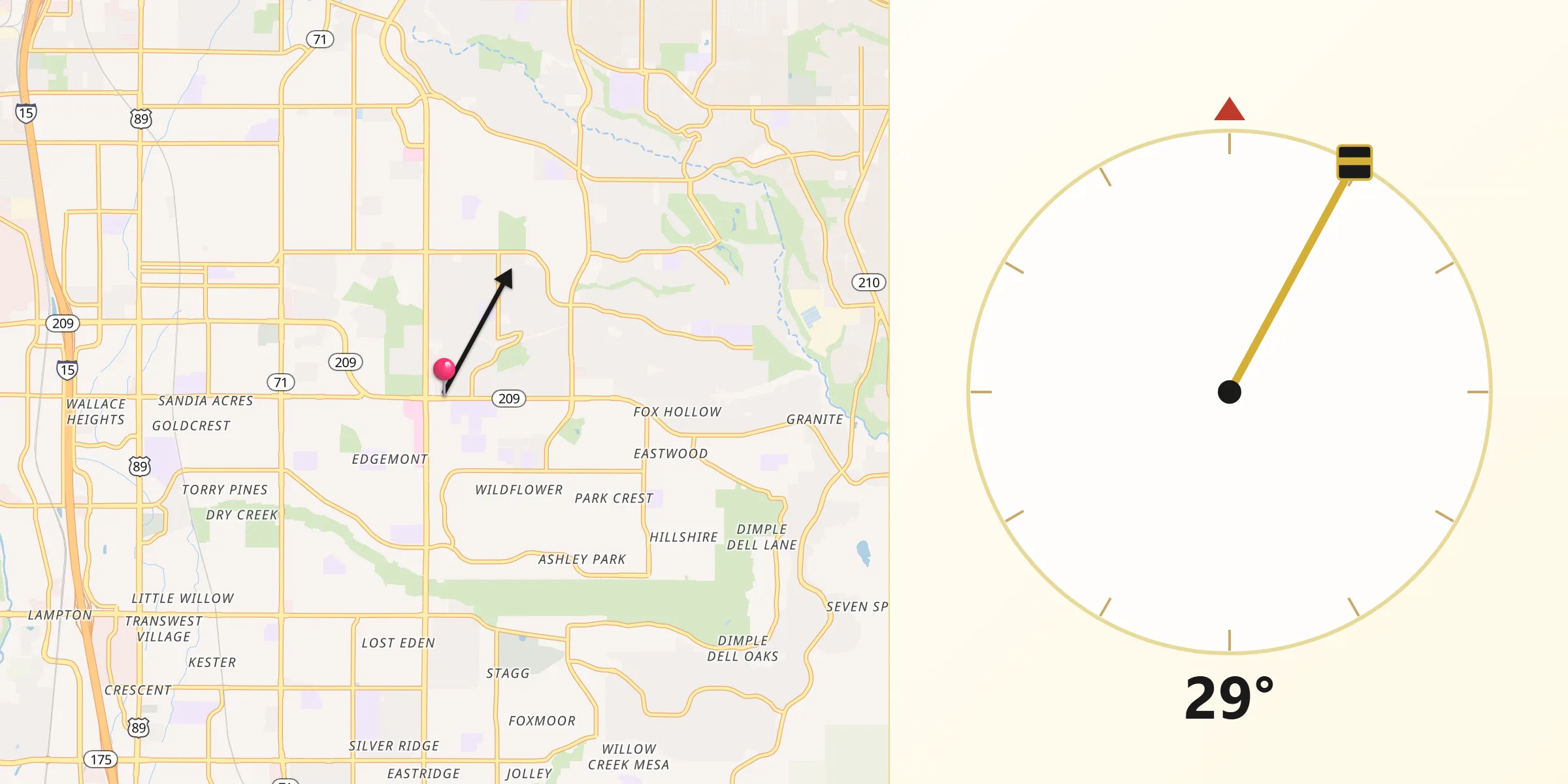Qibla Direction from Sandy Hills