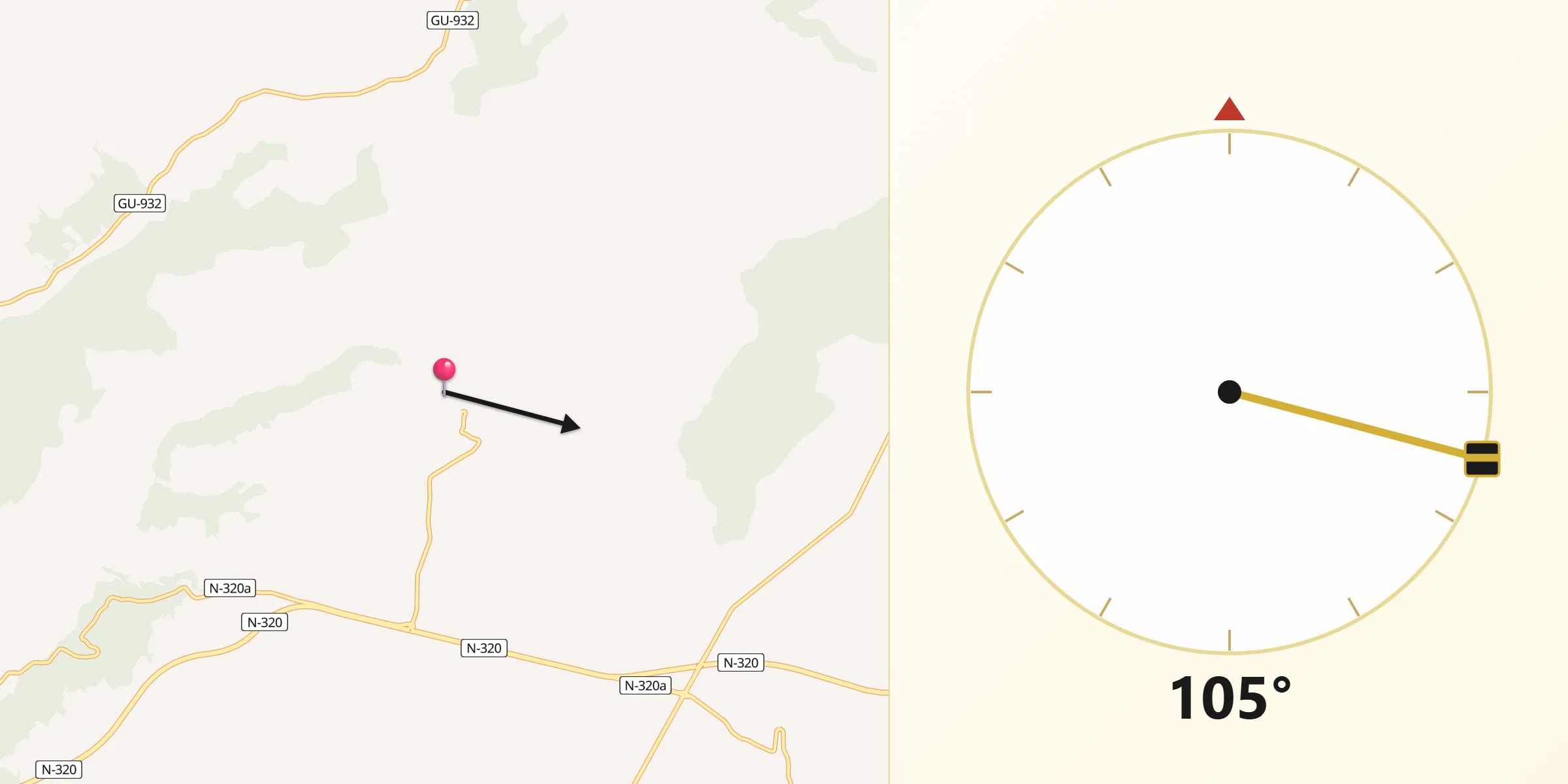 Dirección de la Qibla desde Peñalver