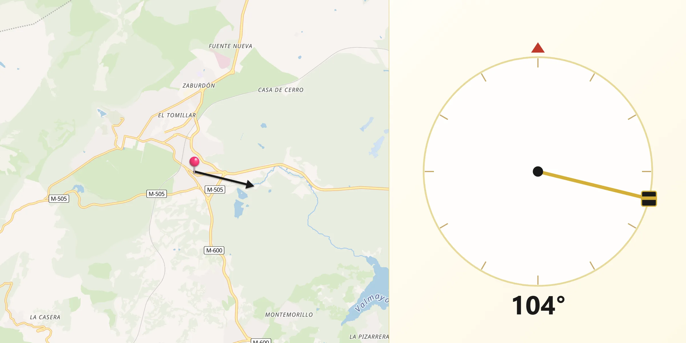 Dirección de la Qibla desde El Escorial