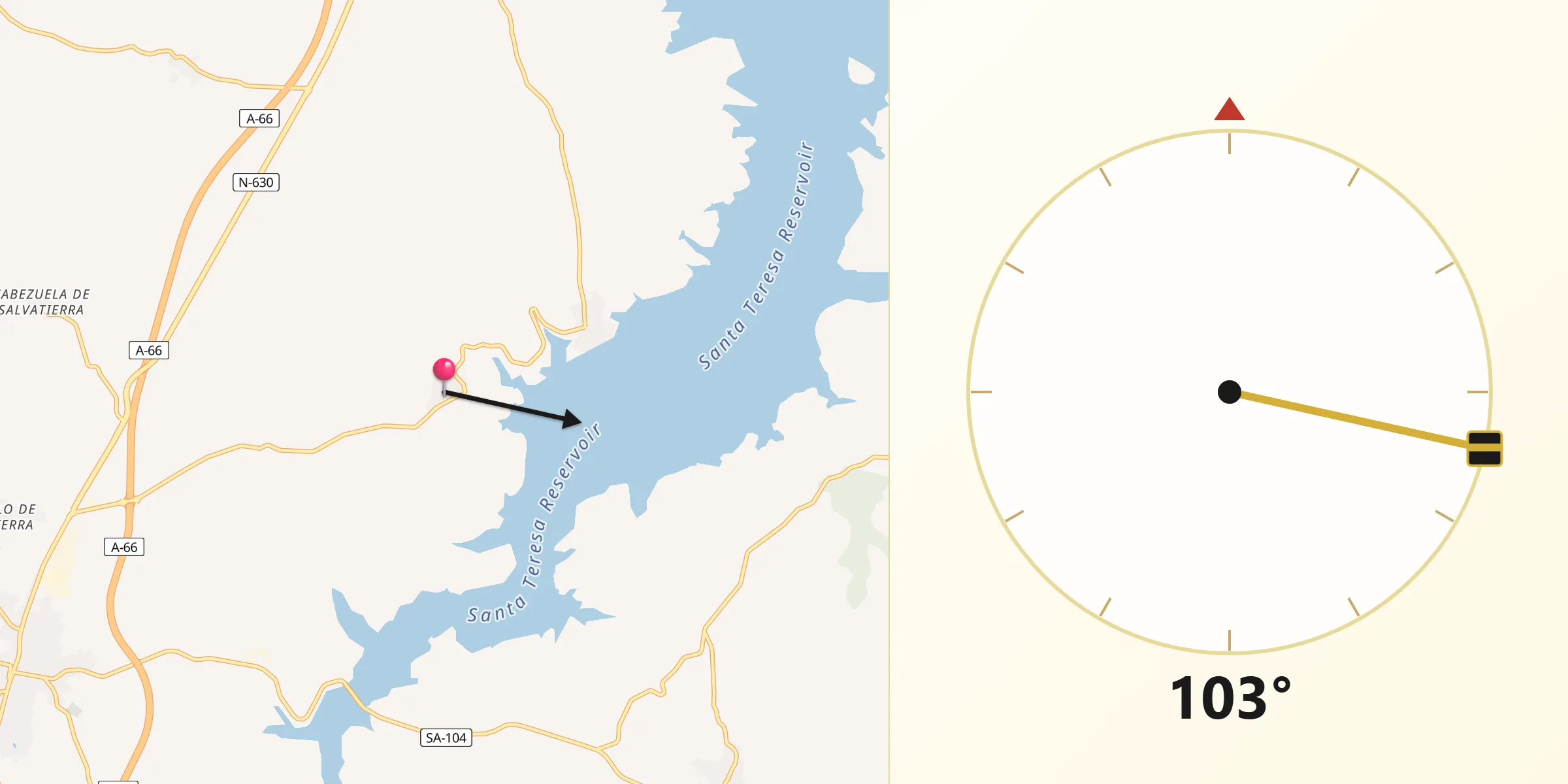 Dirección de la Qibla desde Aldeavieja de Tormes