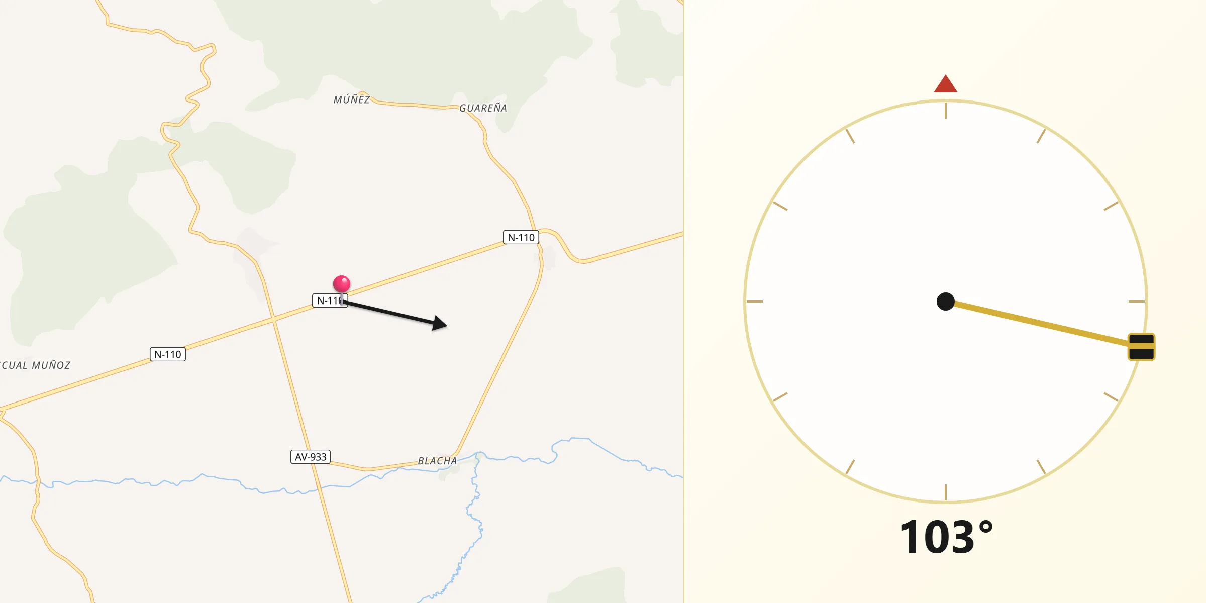 Dirección de la Qibla desde Provincia de Ávila