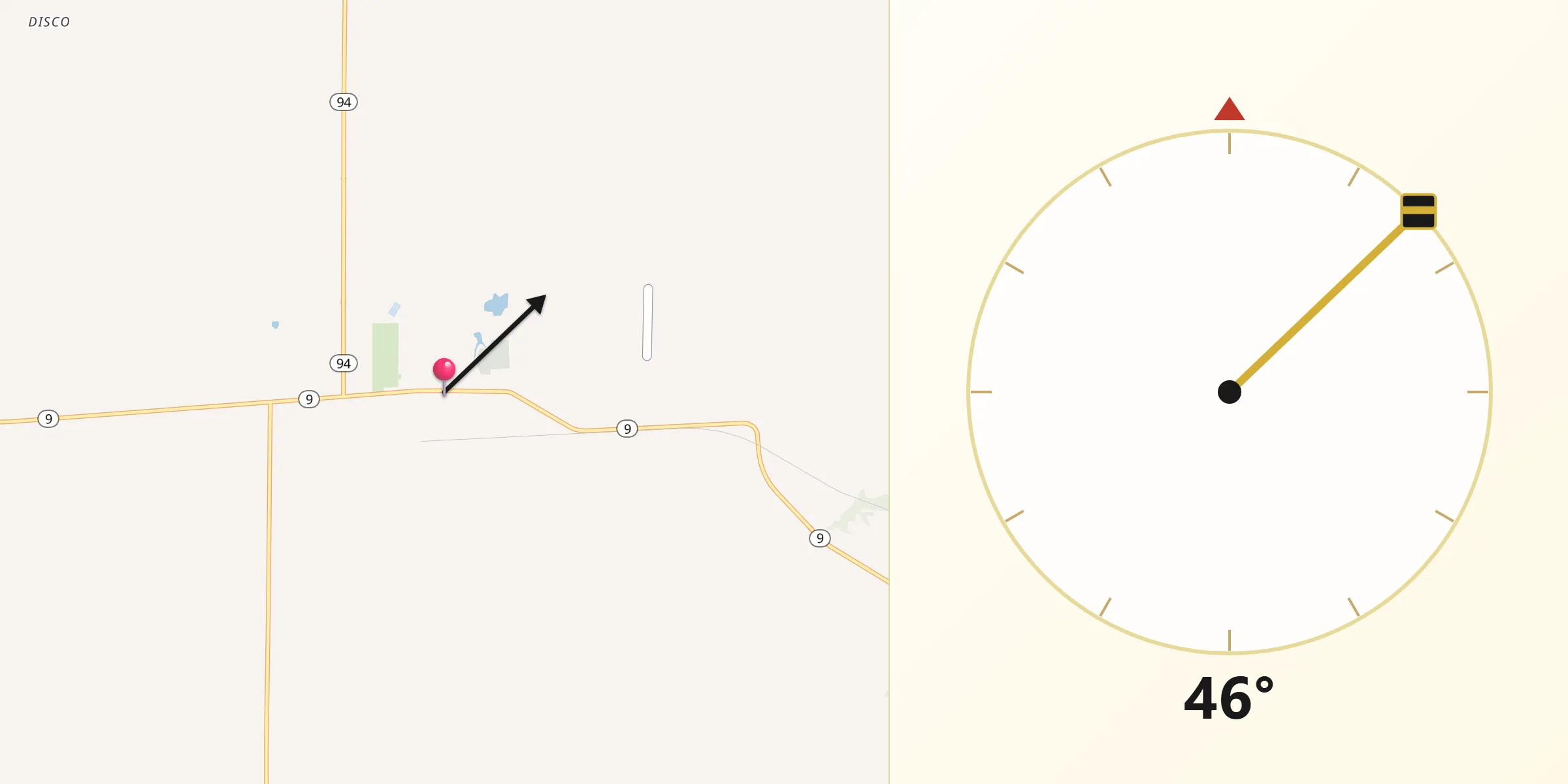 Qibla Direction from La Harpe