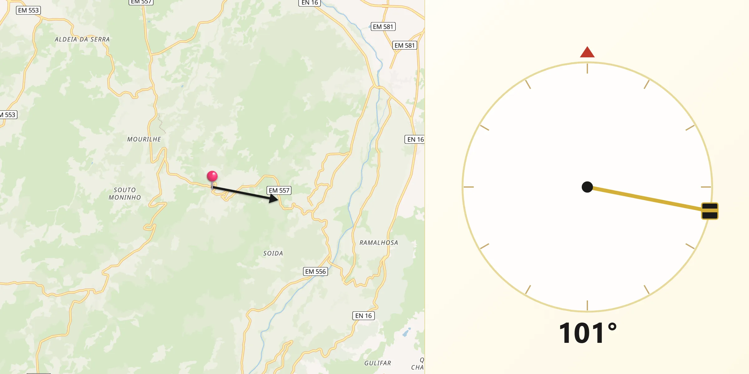 Direção da Qibla a partir de Rapa