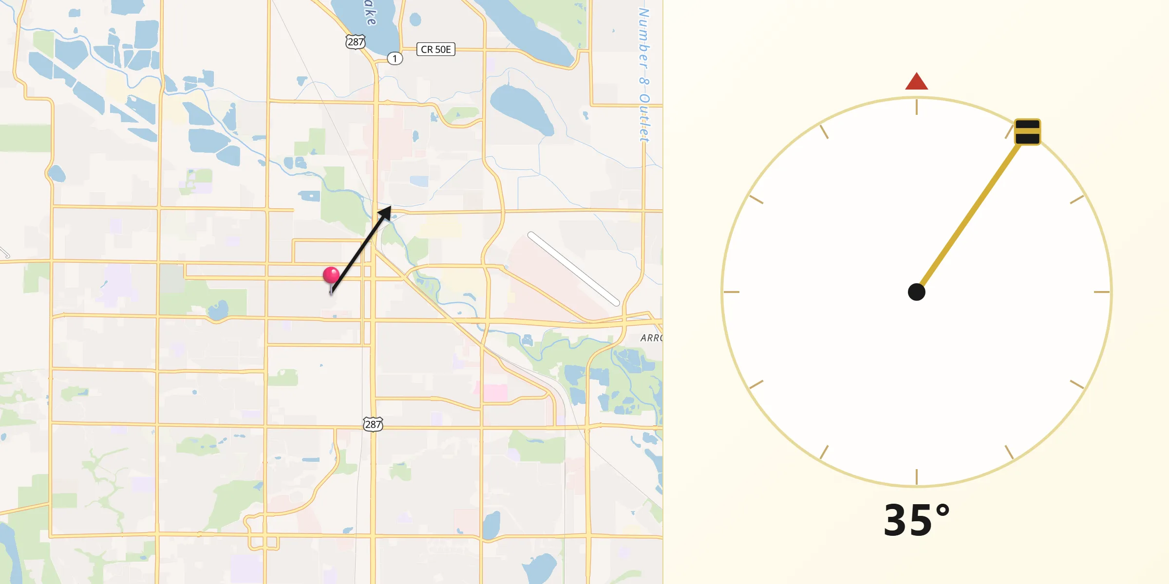 Qibla Direction from Fort Collins