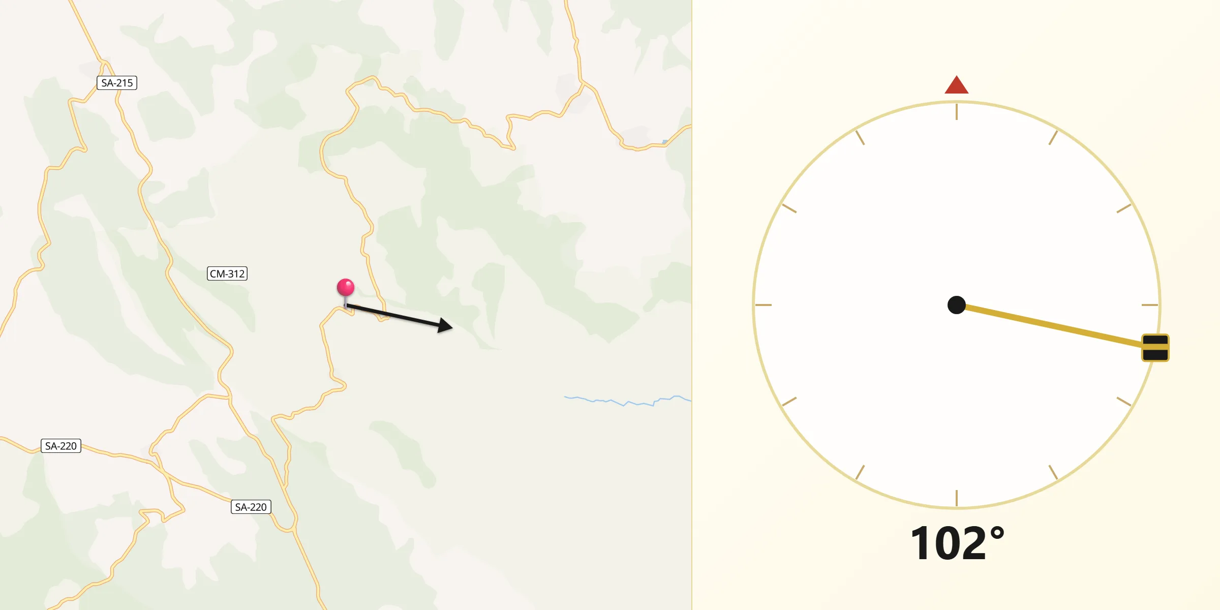Dirección de la Qibla desde La Bastida