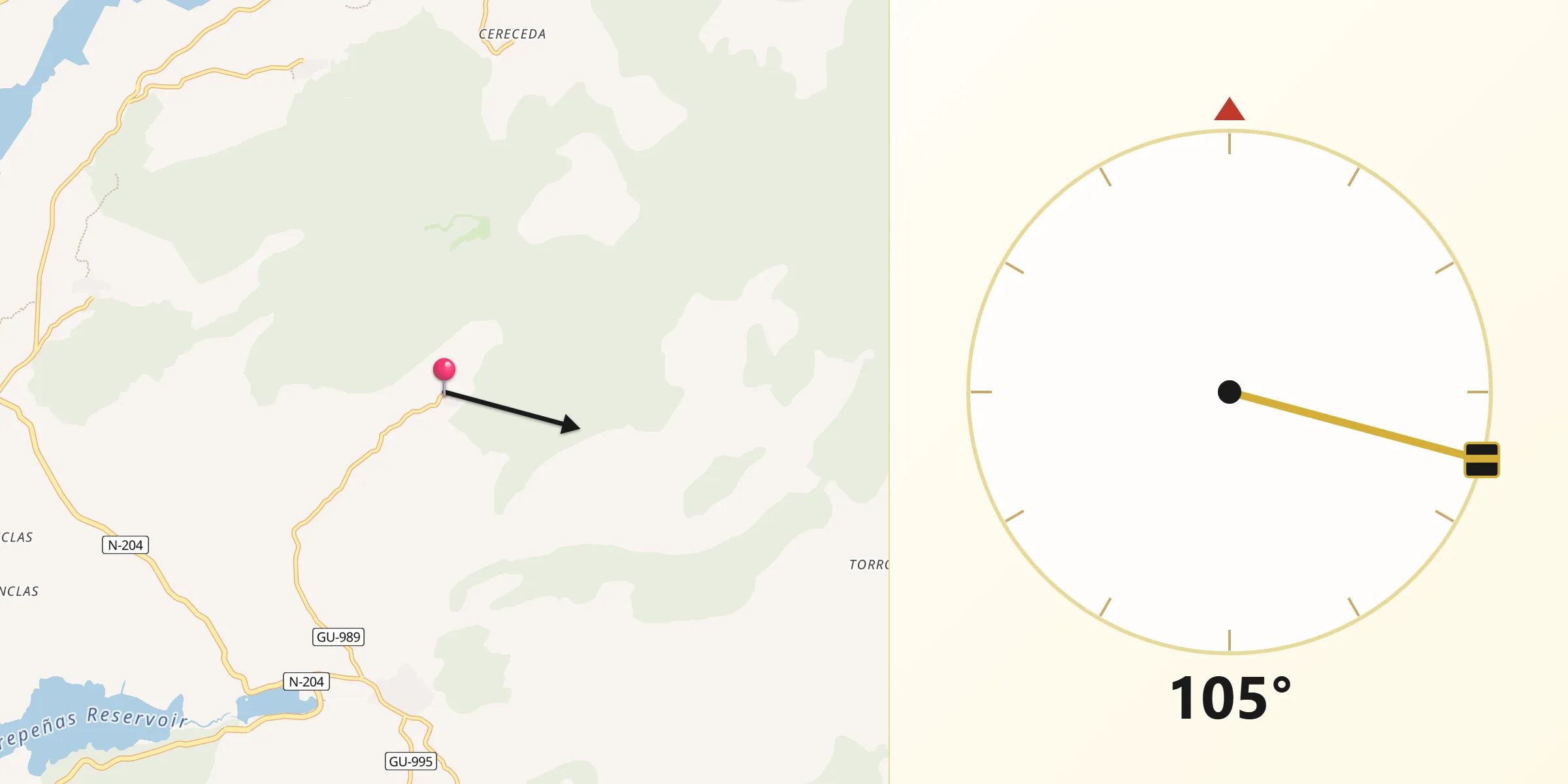 Dirección de la Qibla desde Alique
