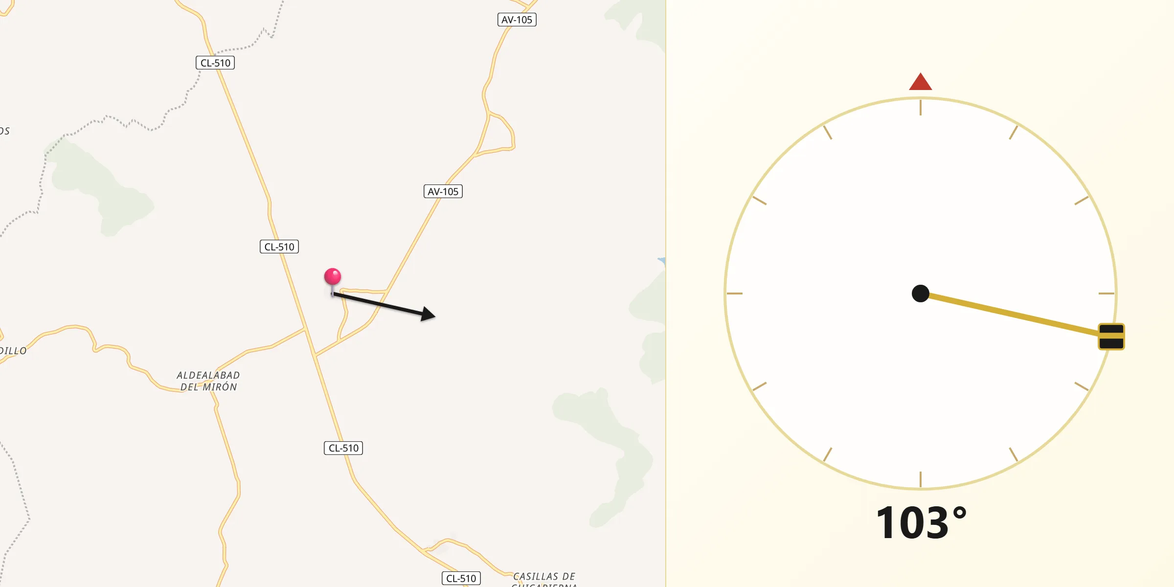 Dirección de la Qibla desde Arevalillo