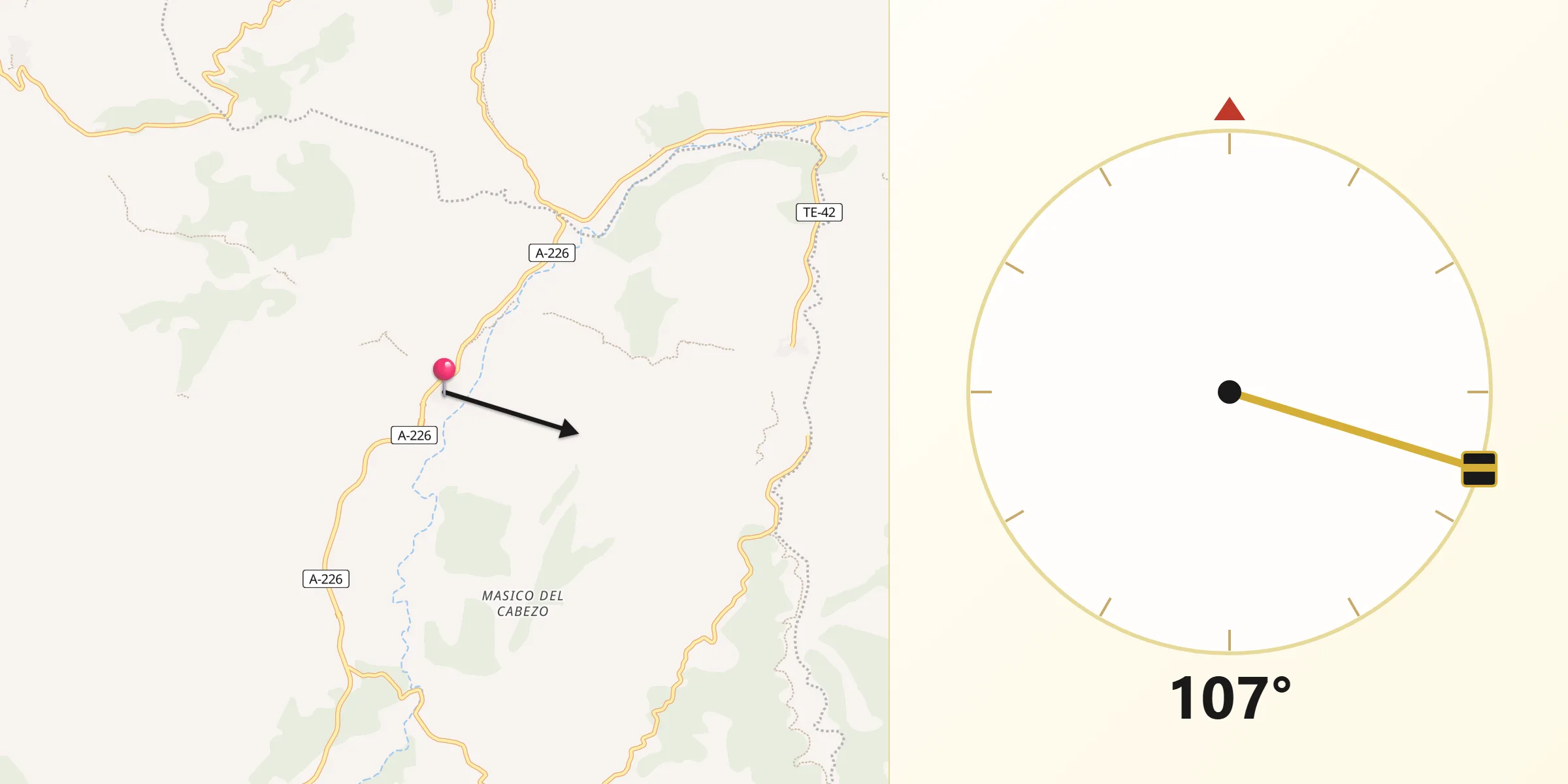Dirección de la Qibla desde Mirambel