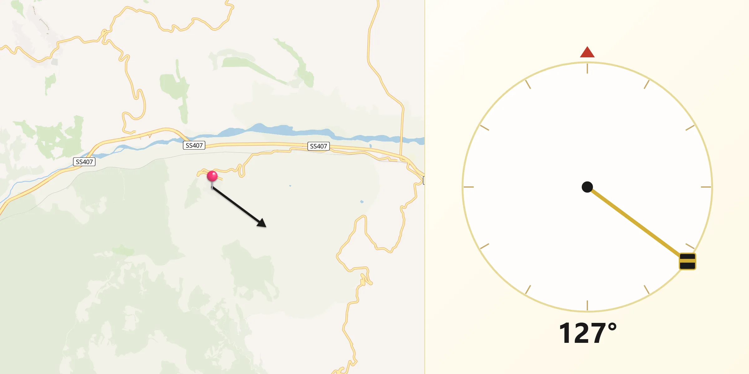 Direzione della Qibla da Calciano
