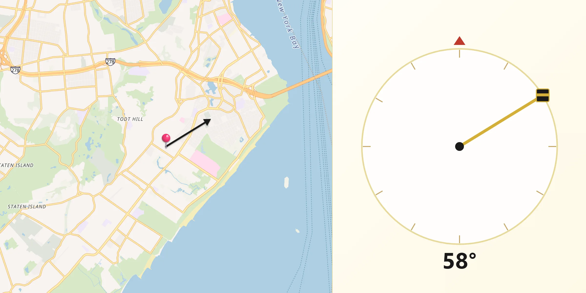 Qibla Direction from Dongan Hills