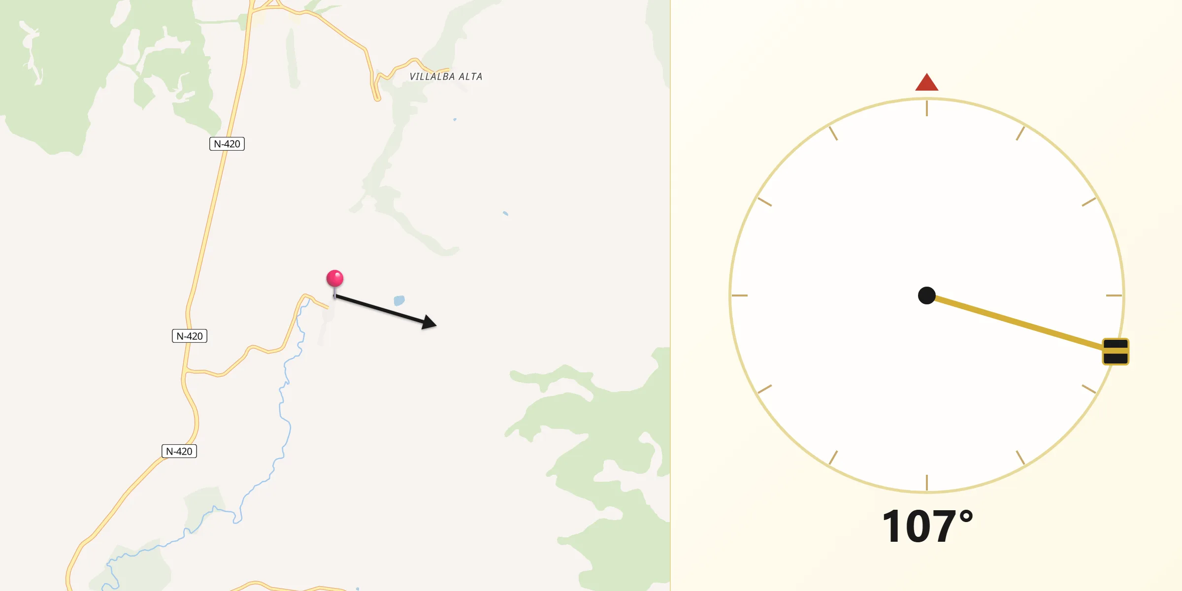 Dirección de la Qibla desde Orrios