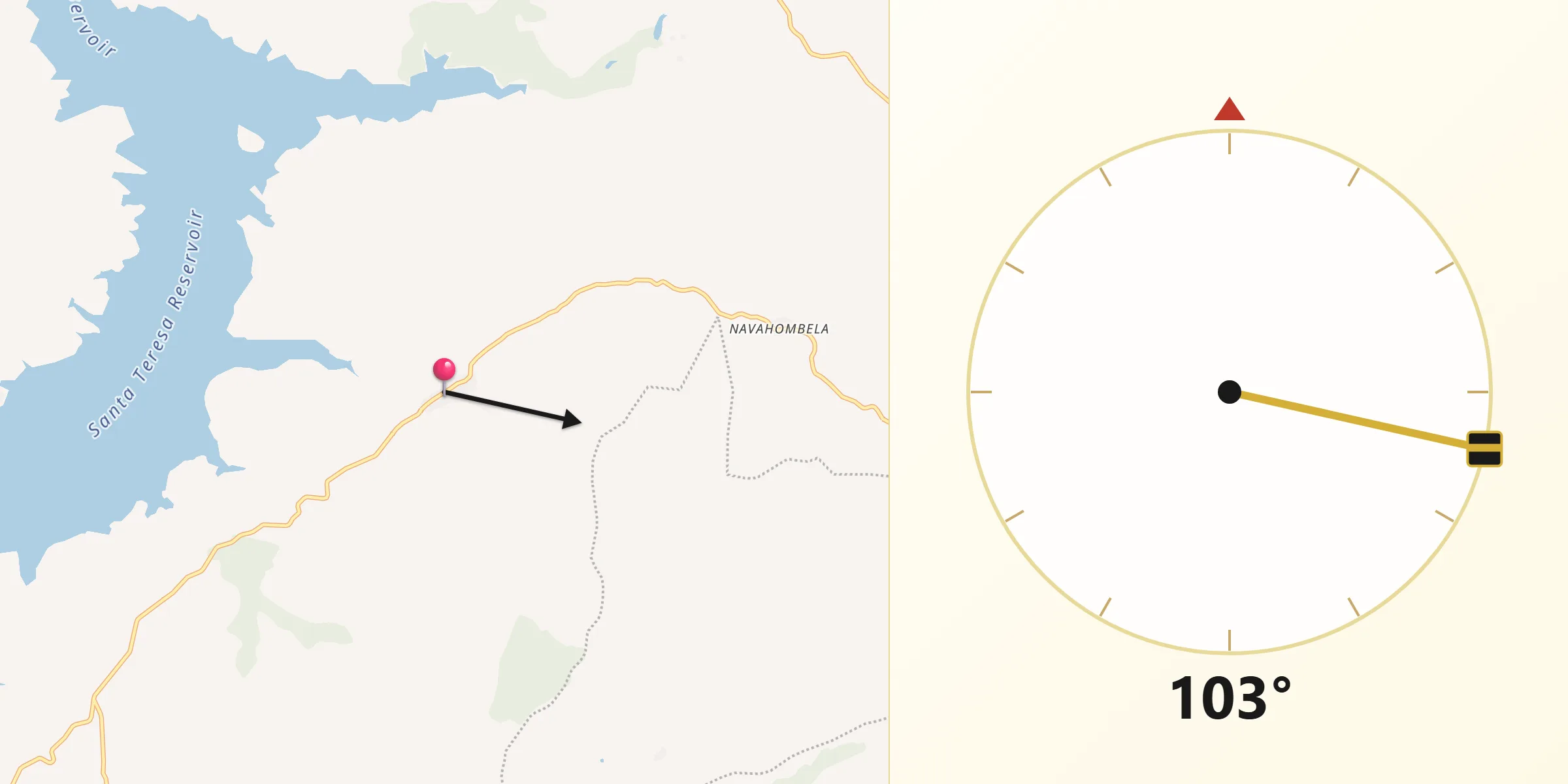 Dirección de la Qibla desde La Tala