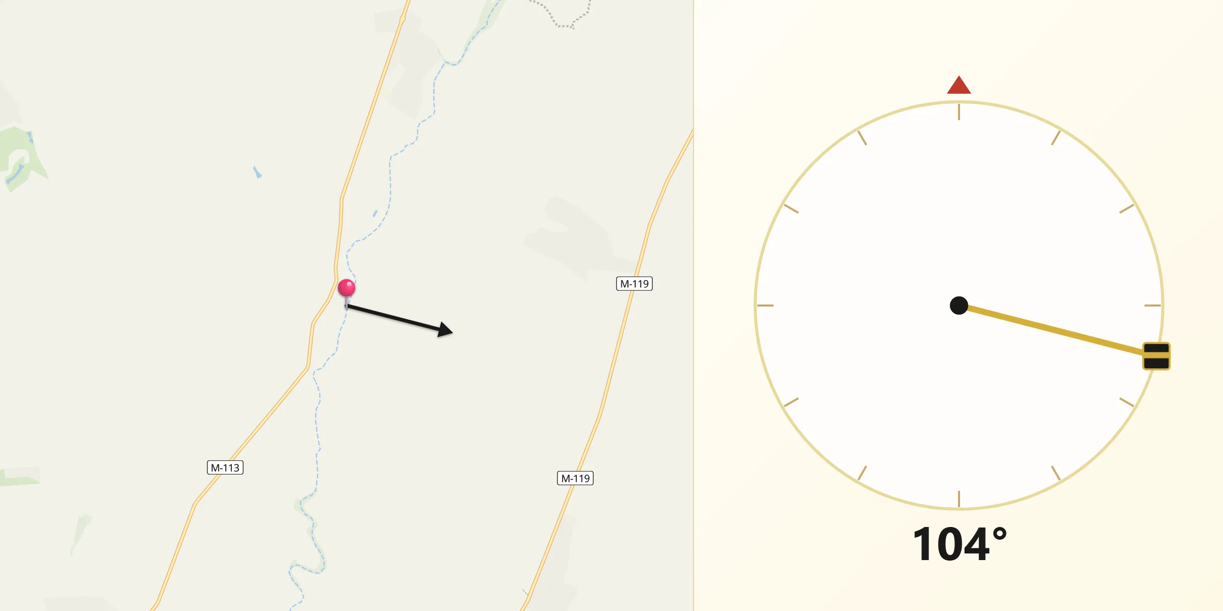 Dirección de la Qibla desde Fresno de Torote