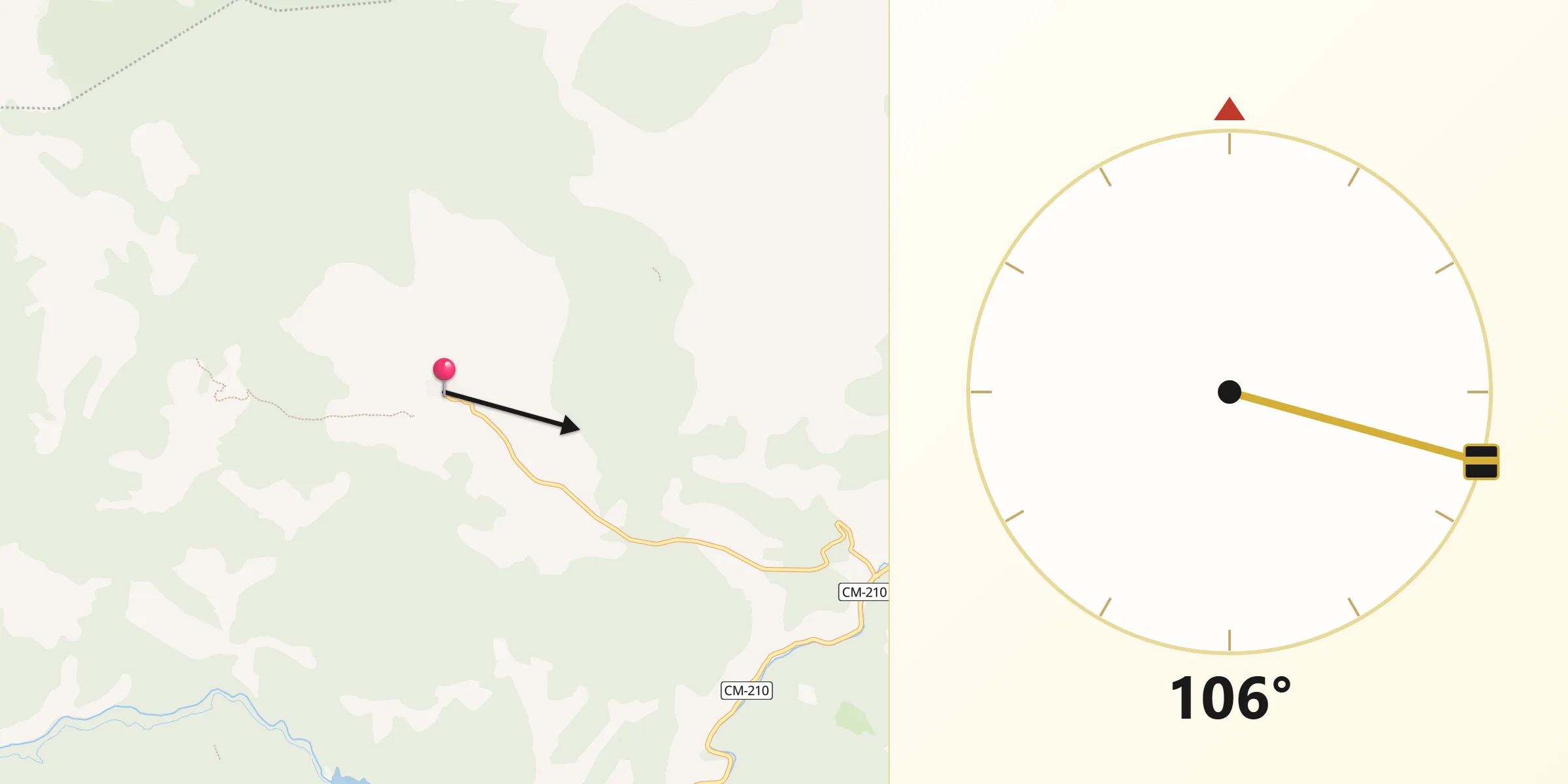 Dirección de la Qibla desde Carrascosa