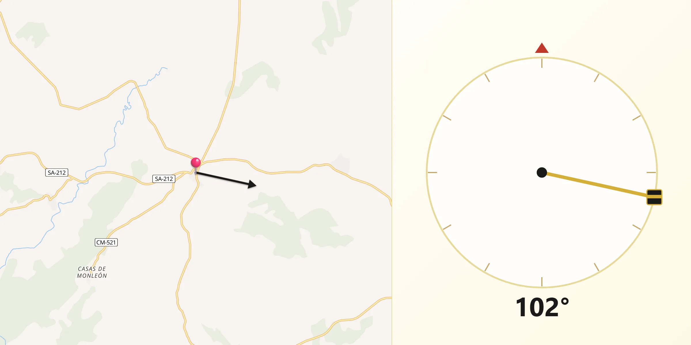 Dirección de la Qibla desde Endrinal
