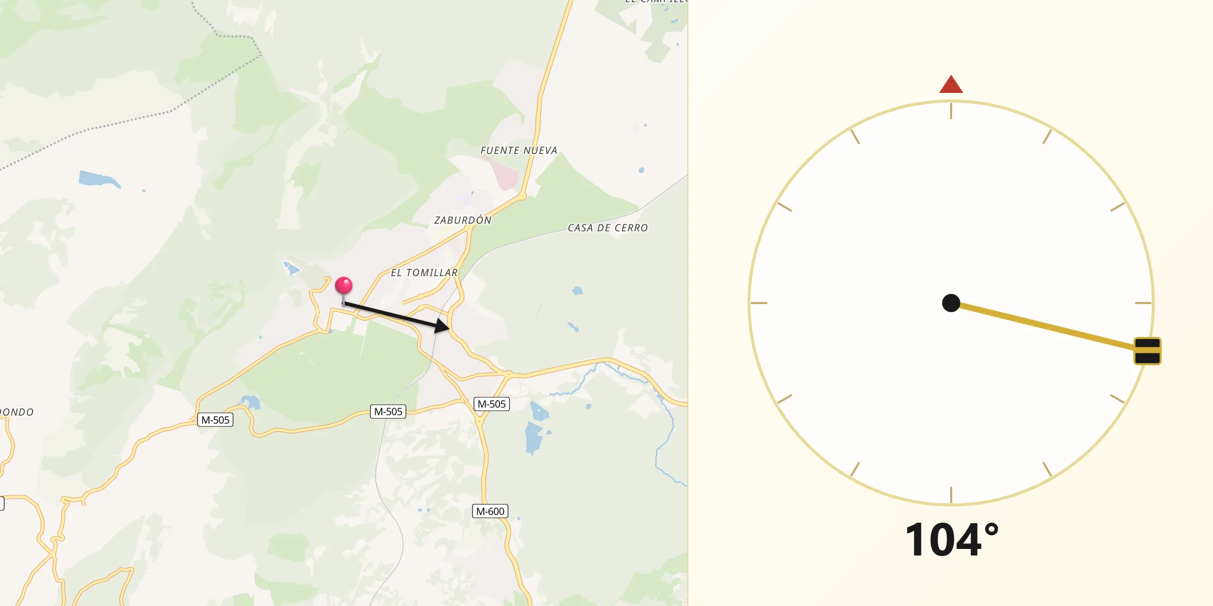 Dirección de la Qibla desde El Escorial