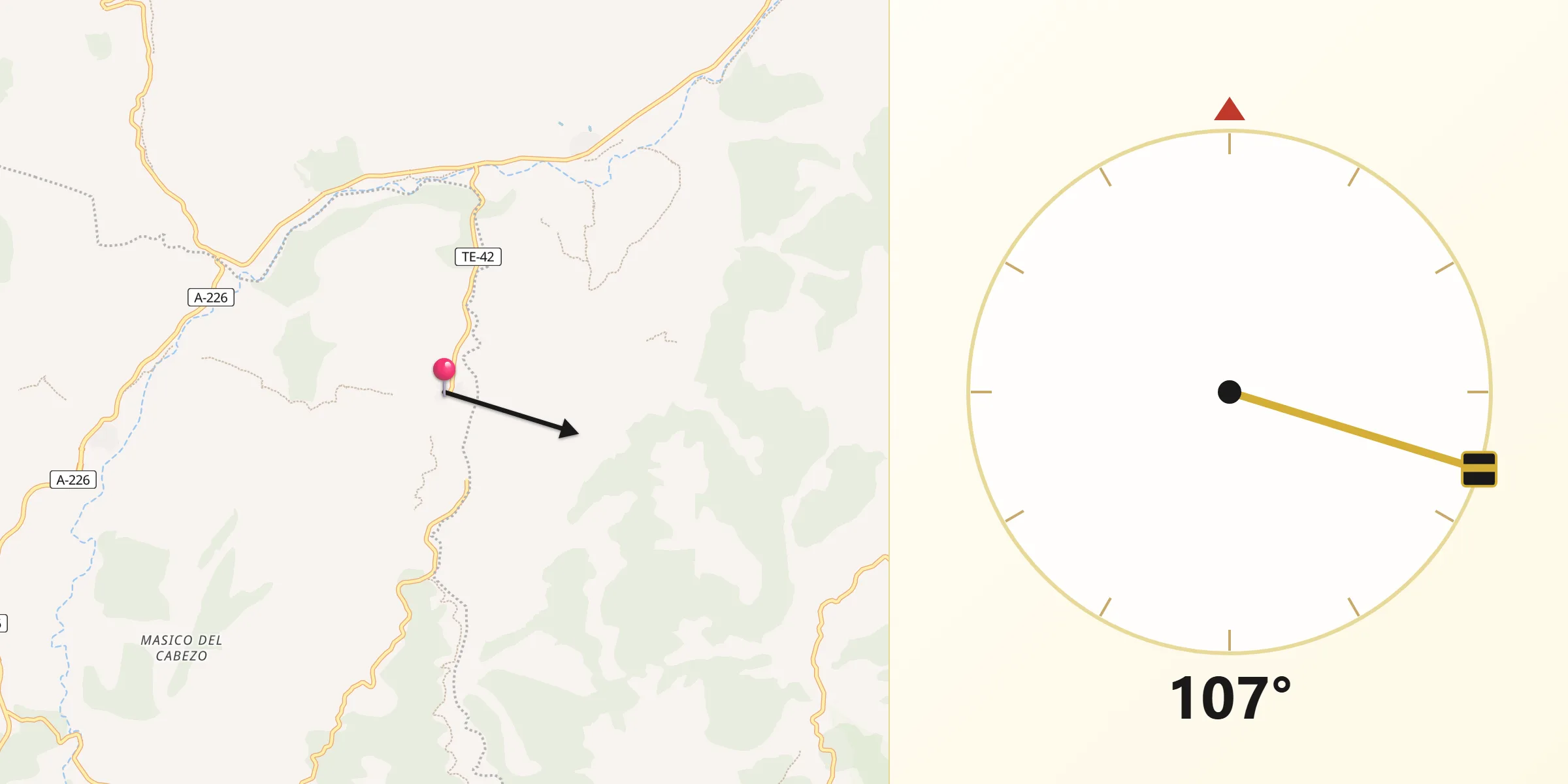 Dirección de la Qibla desde La Cuba
