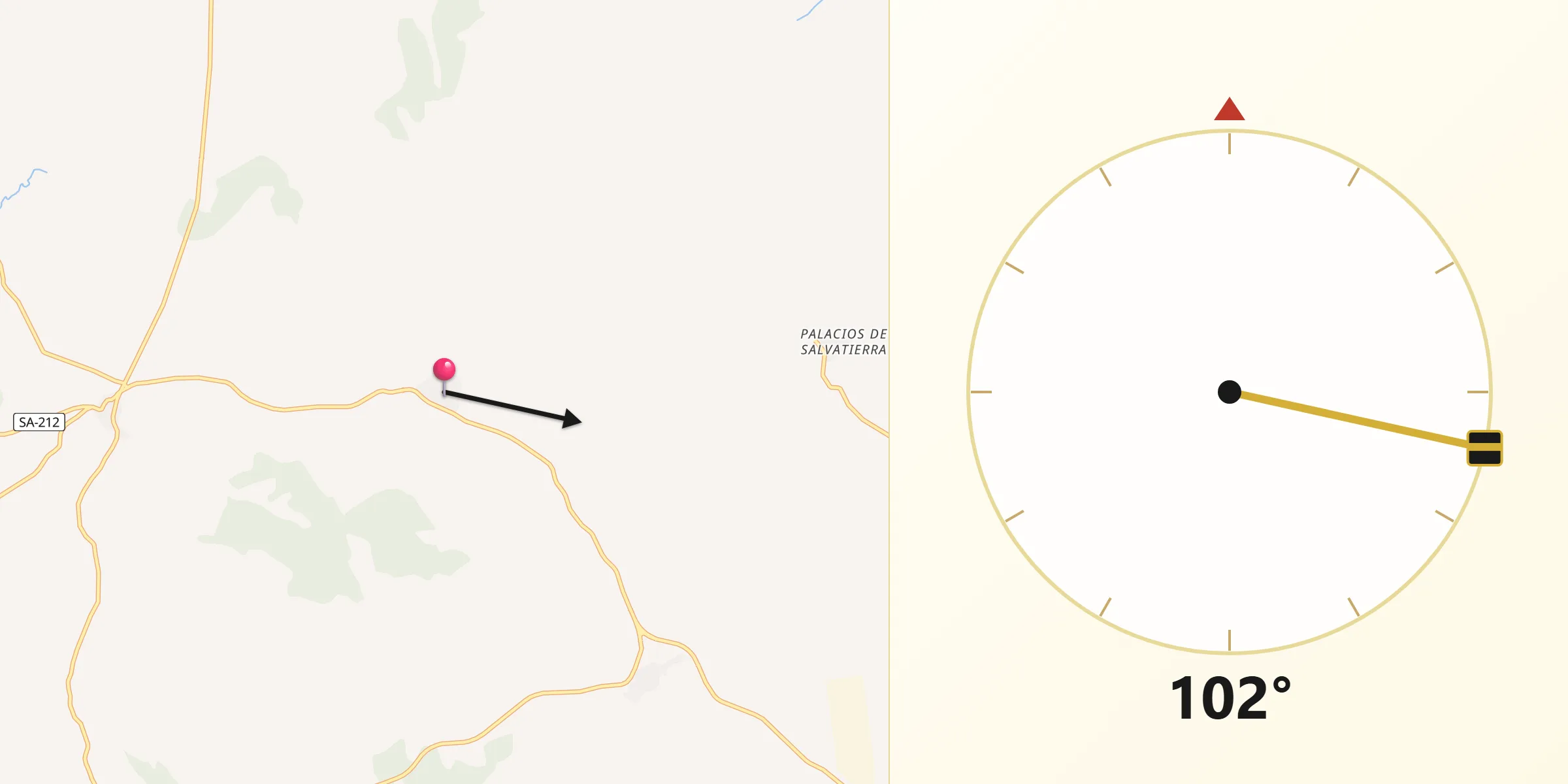Dirección de la Qibla desde Casafranca