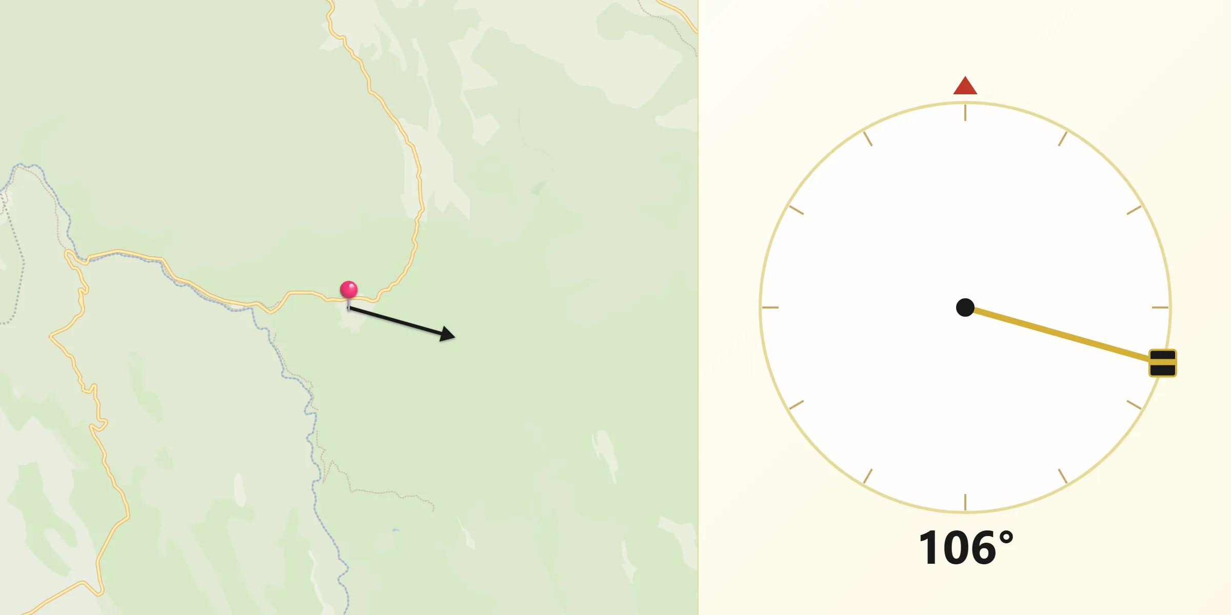 Dirección de la Qibla desde Peralejos de las Truchas
