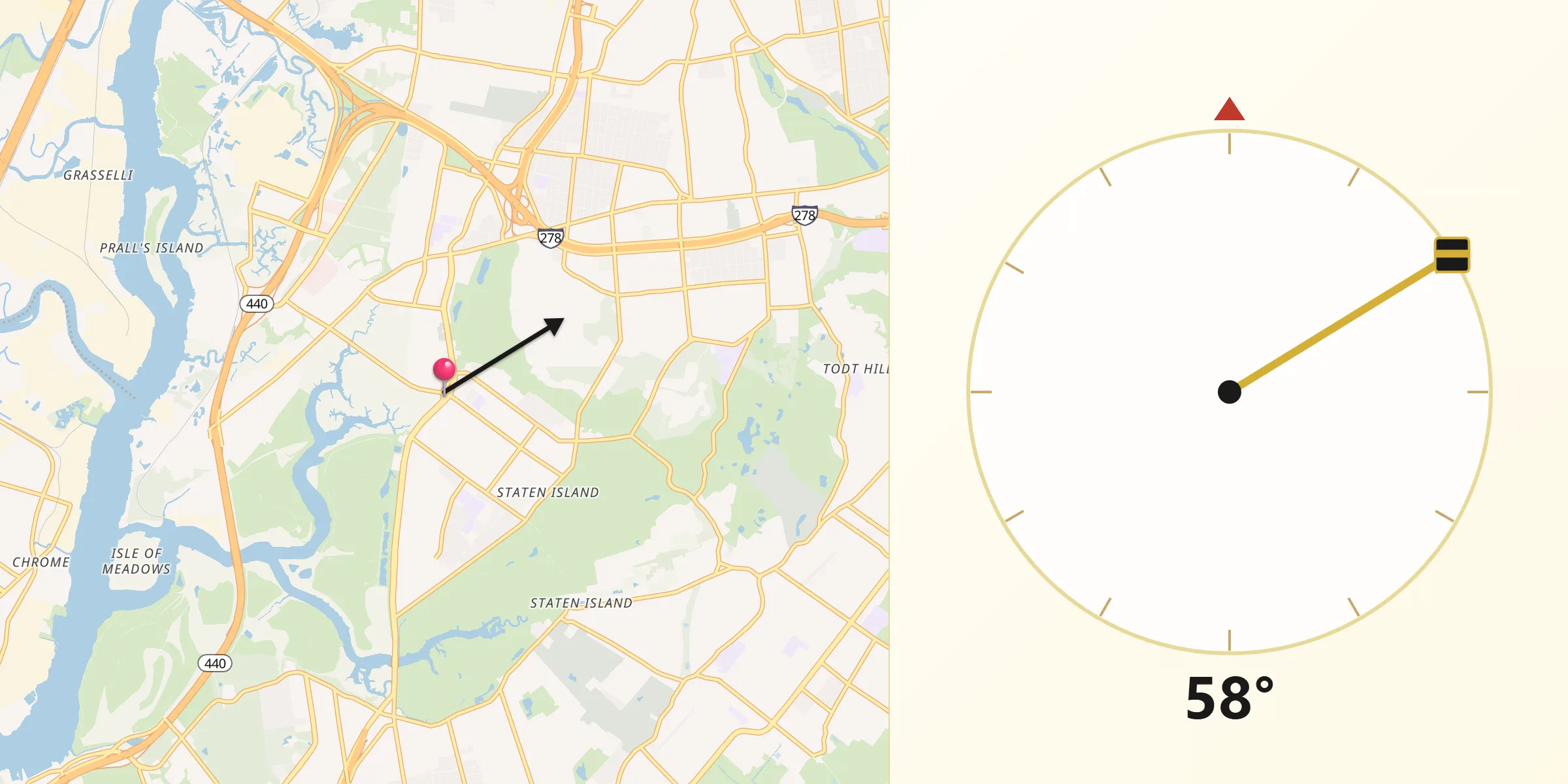 Qibla Direction from New Springville