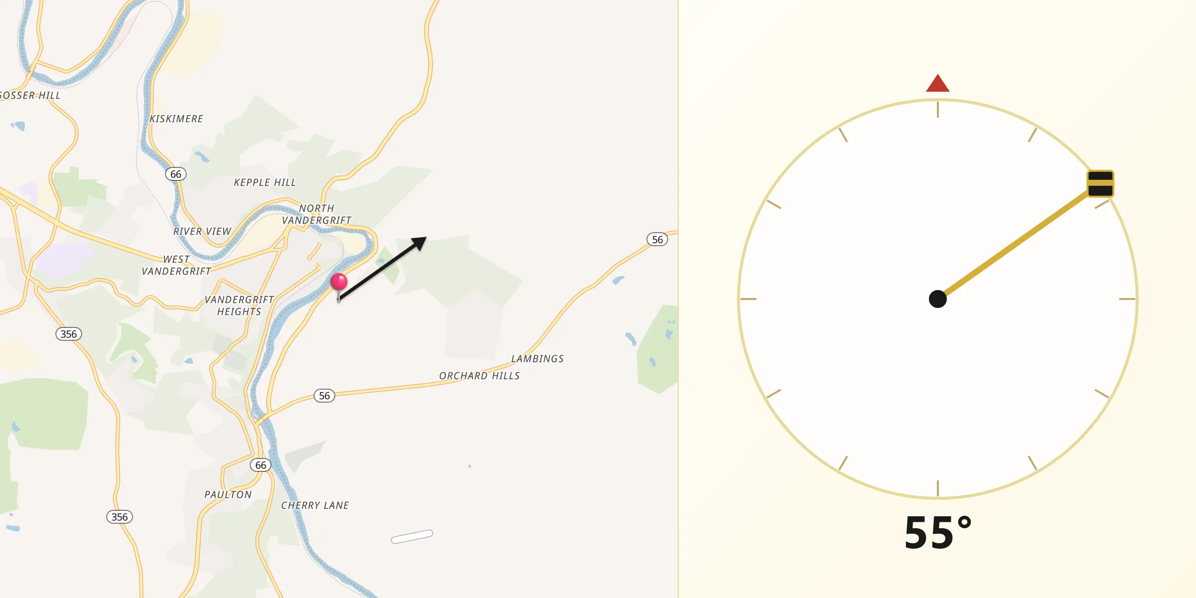 Qibla Direction from North Apollo