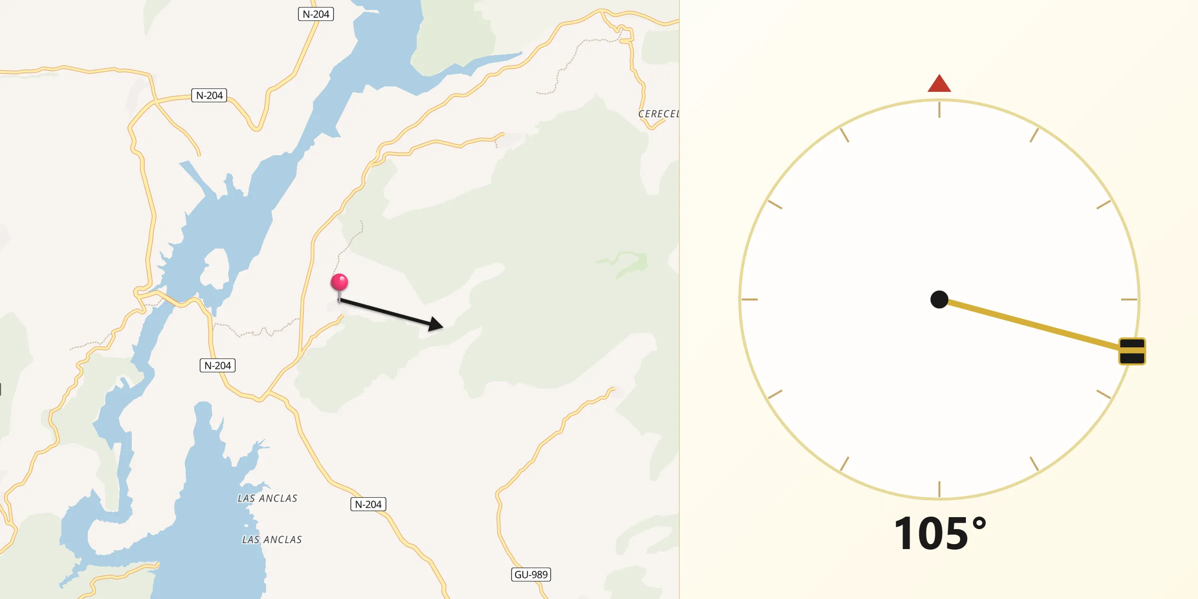 Dirección de la Qibla desde Chillarón del Rey