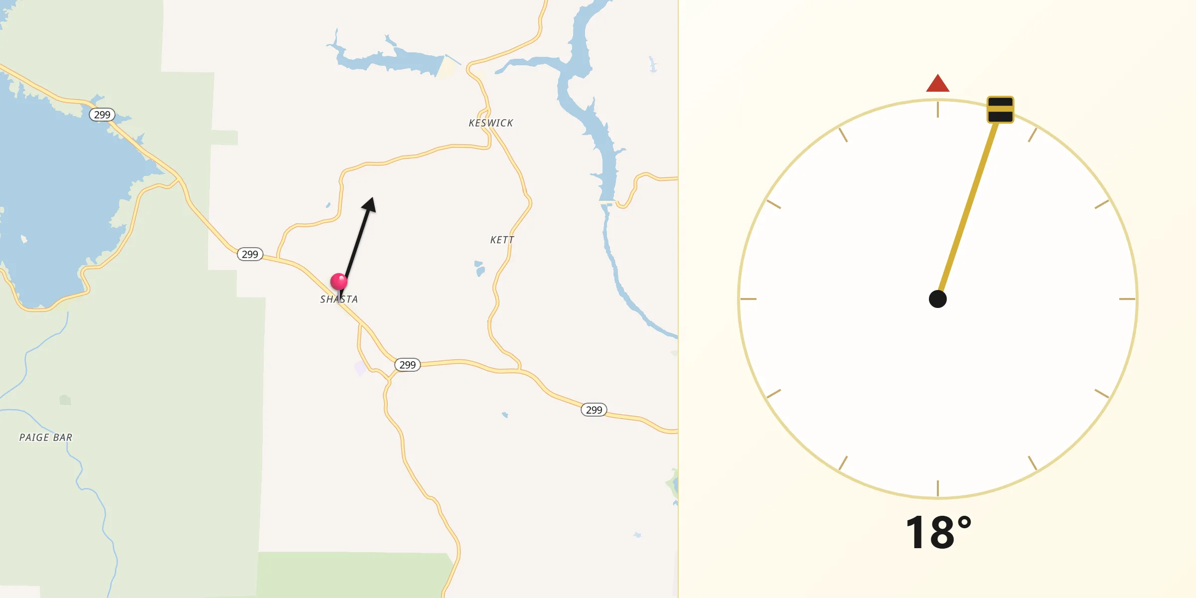 Qibla Direction from Shasta