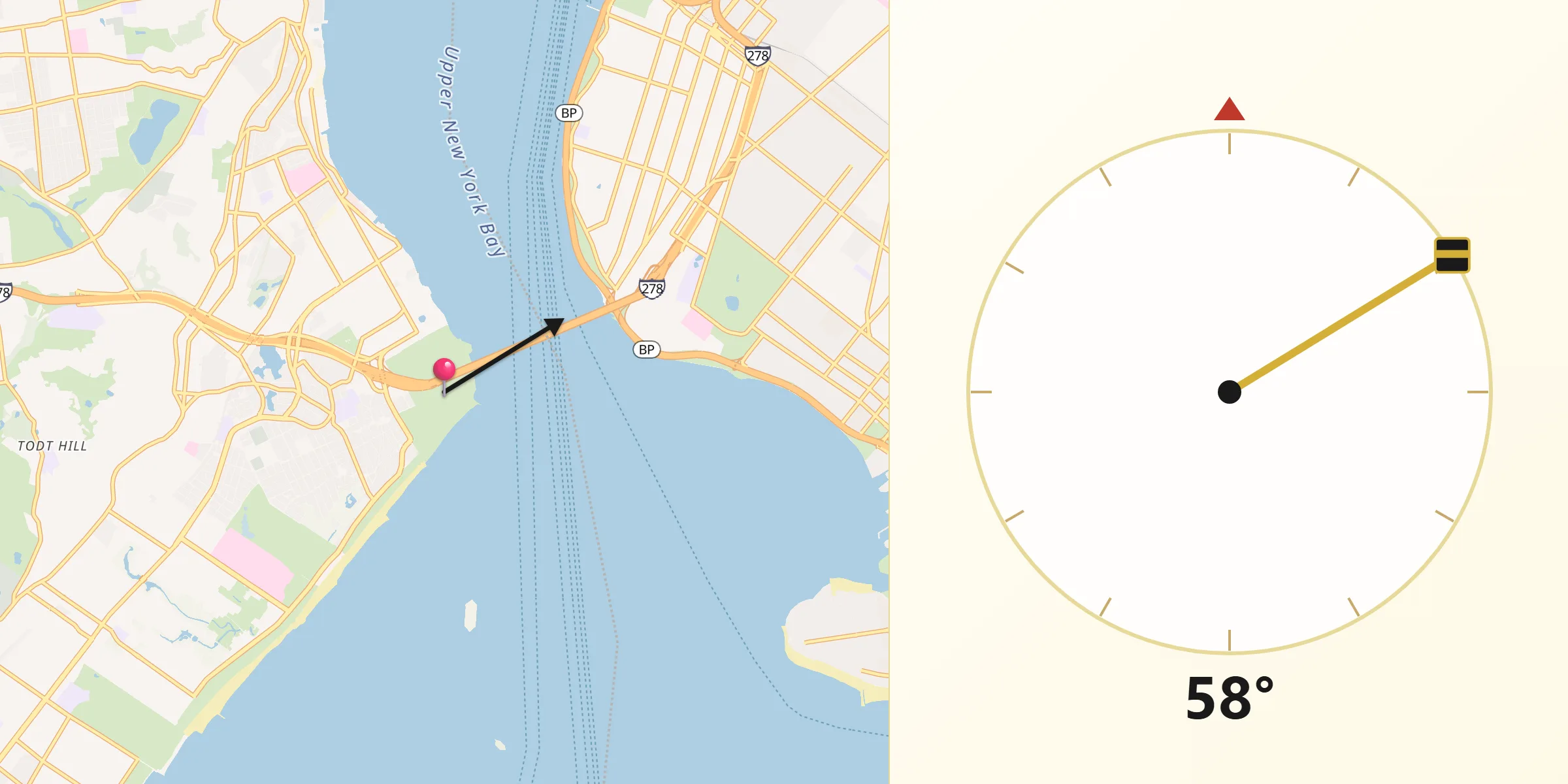 Qibla Direction from Fort Wadsworth